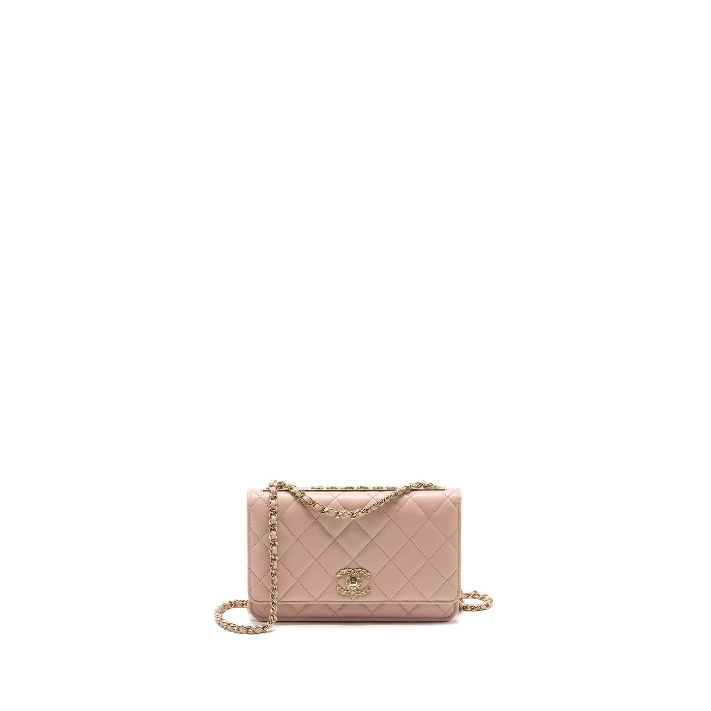 Chanel Trendy CC Quilted On Lambskin Light Pink Wallet Case