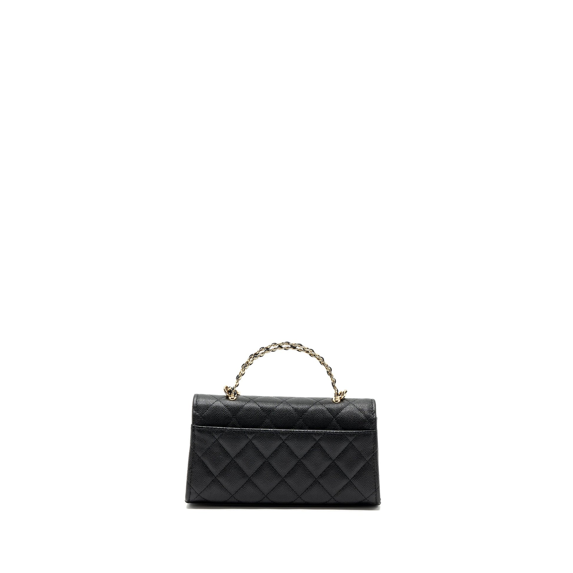 Chanel 23P Top Handle Flap Caviar LGHW Black Shoulder Bag Lghw Microchip