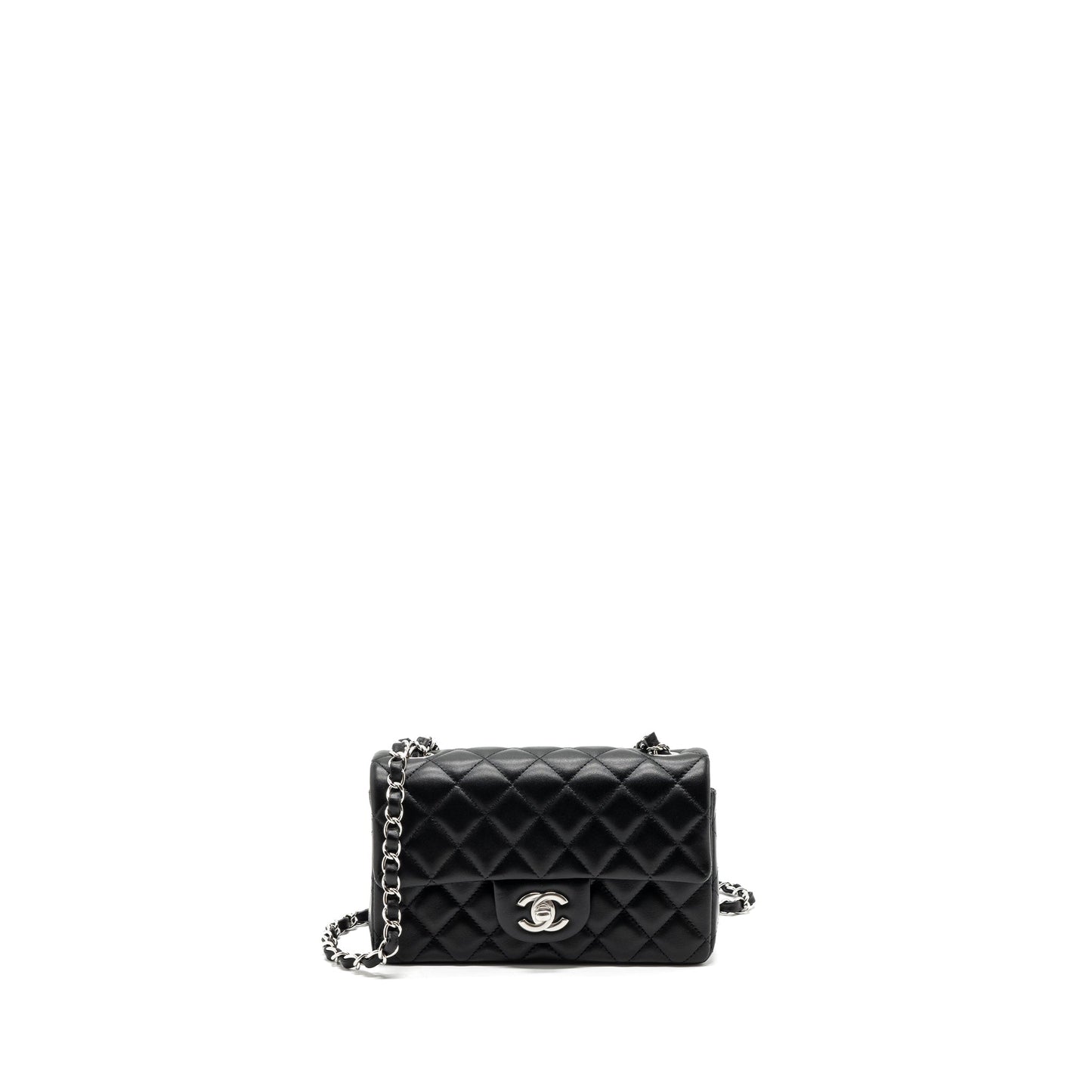 Chanel rectangular flap lambskin SHW MICrochip Black Shoulder Bag Microchip 4