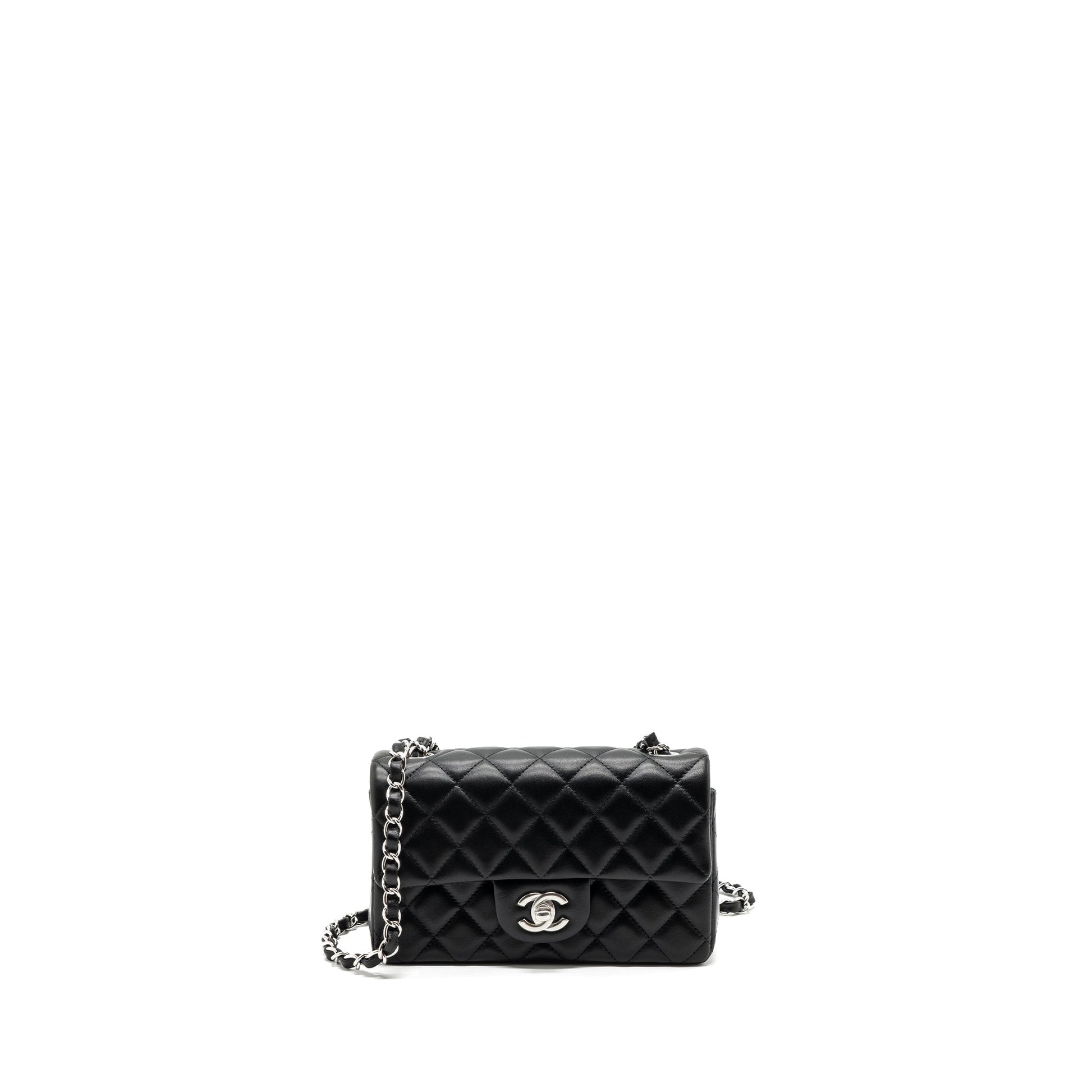 Chanel rectangular flap lambskin SHW MICrochip Black Shoulder Bag Microchip 4