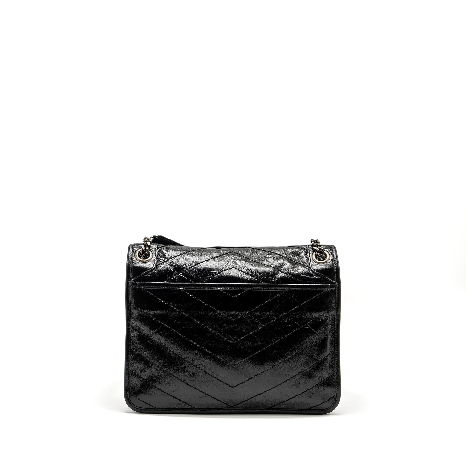YSL Saint Laurent Saint Laurent Niki Calfskin Ruthenium Hardware Travel Black Medium Travel Bag