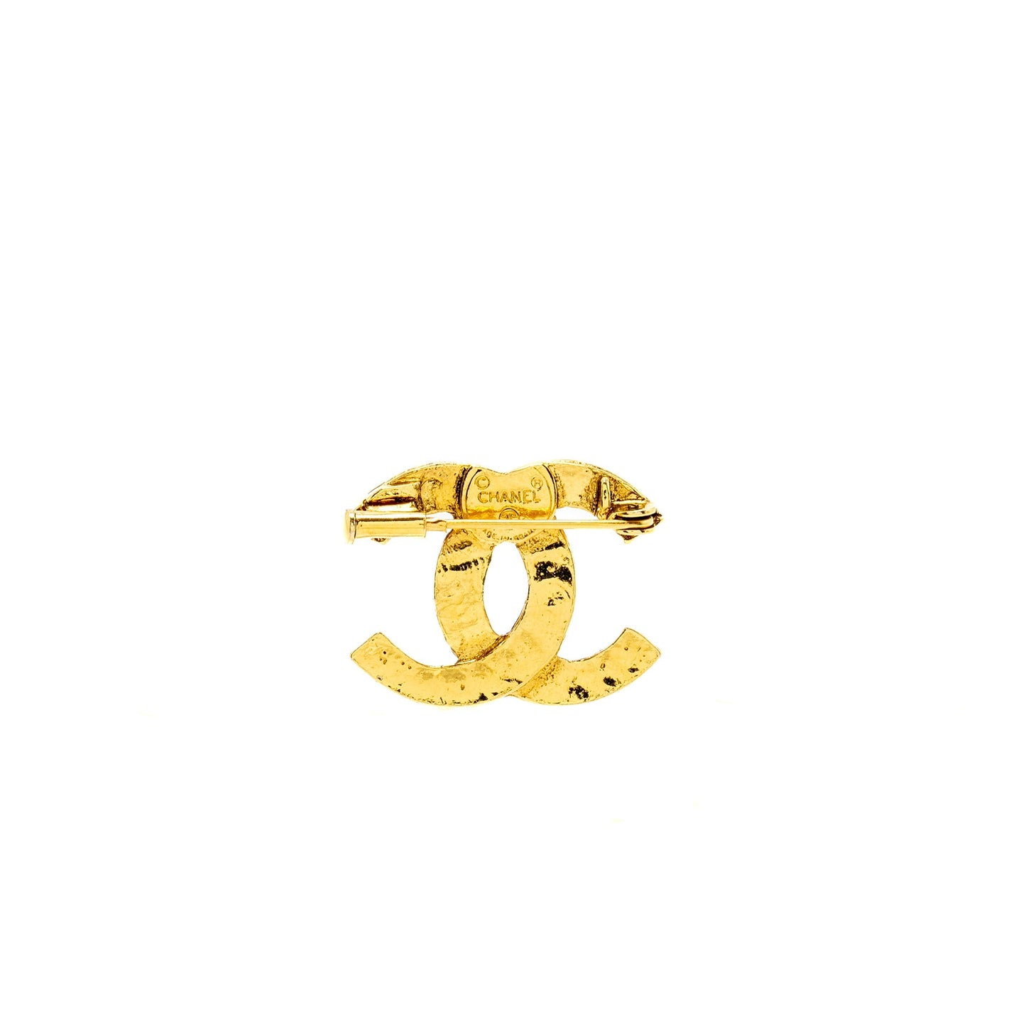 Chanel CC Logo Crystal Brooch Tone Gold Handbag