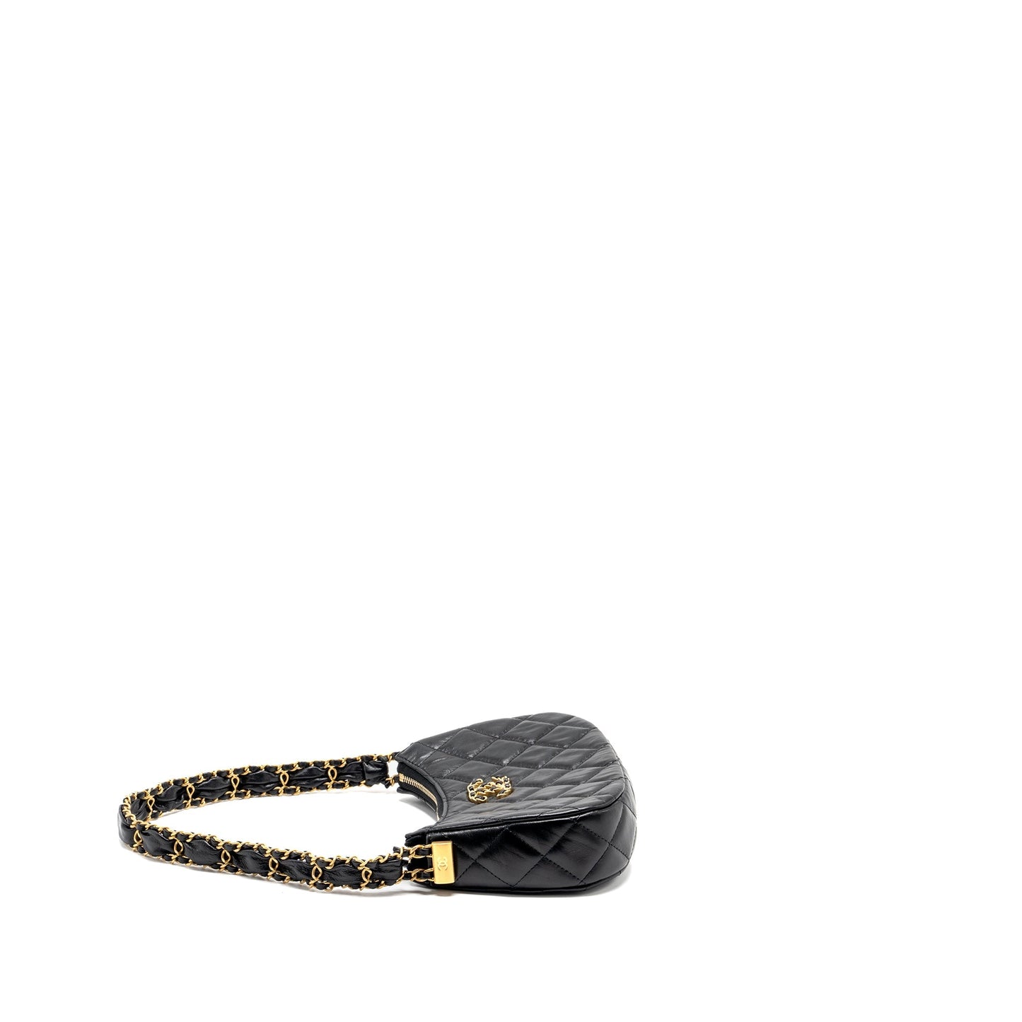 Chanel 23k Hobo Calfskin GHW microchip Black Small Shoulder Bag