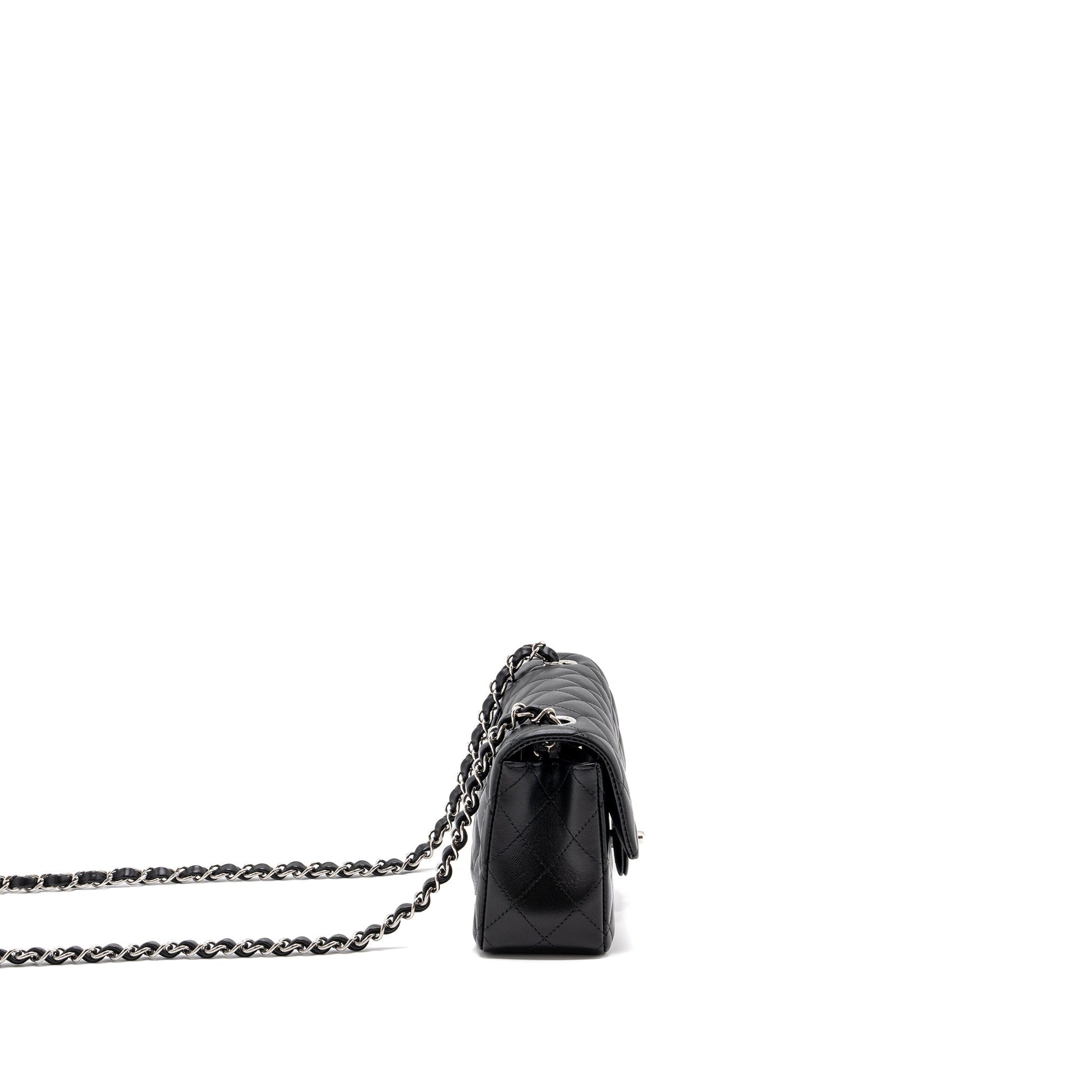 Chanel Classic Rectangular Flap Lambskin SHW microchip Black Shoulder Bag