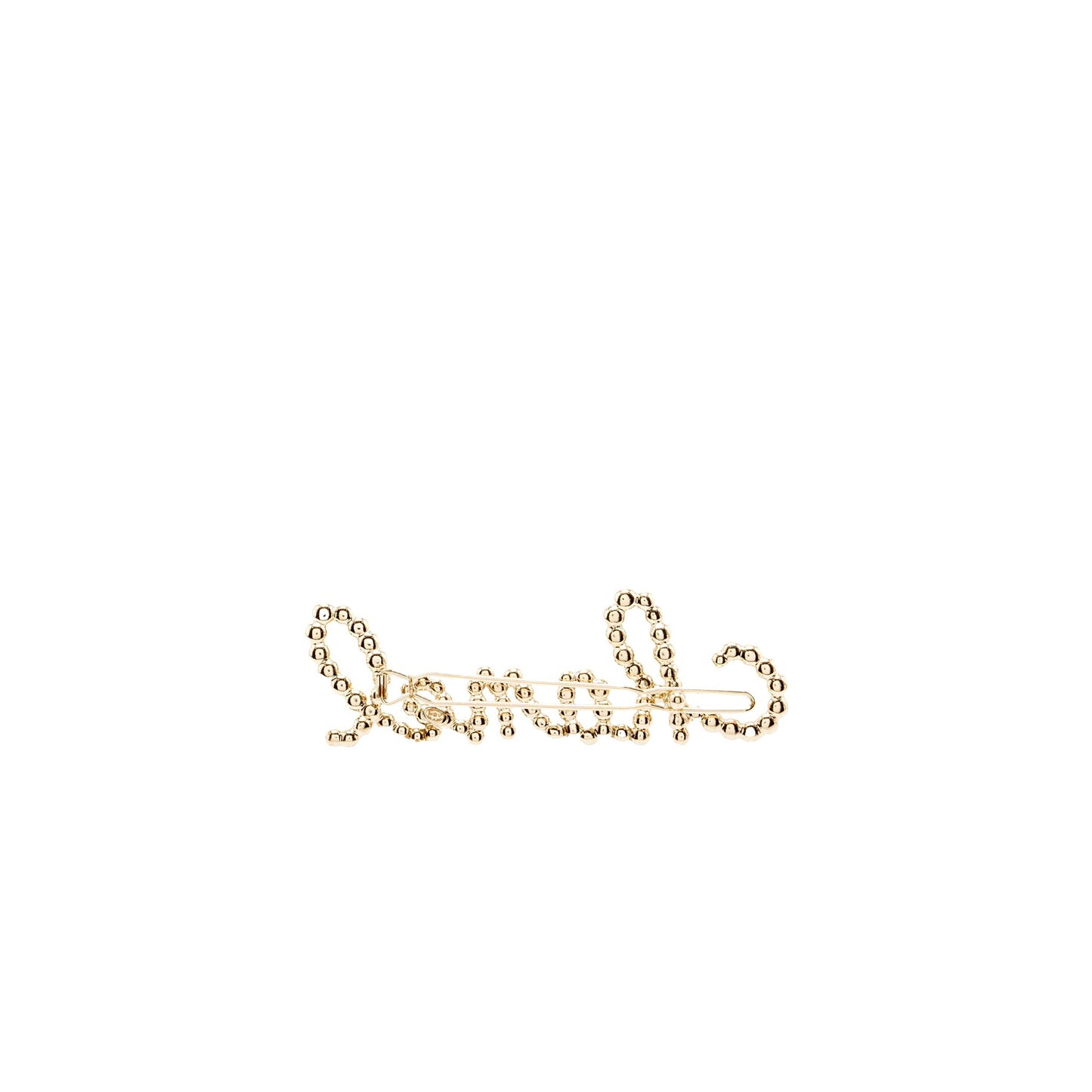 Chanel Letter Hair Clip Crystal Pearl Light Gold Handbag