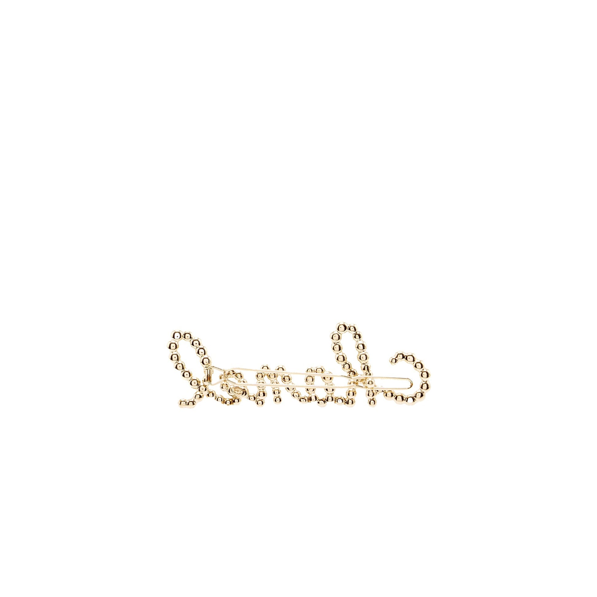 Chanel Letter Hair Clip Crystal Pearl Light Gold Handbag