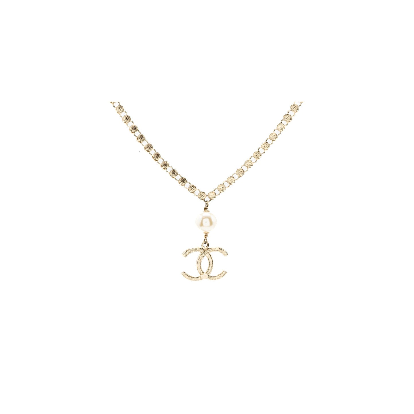 Chanel CC Logo Drop Chocker Crystal Pearl Gold Handbag
