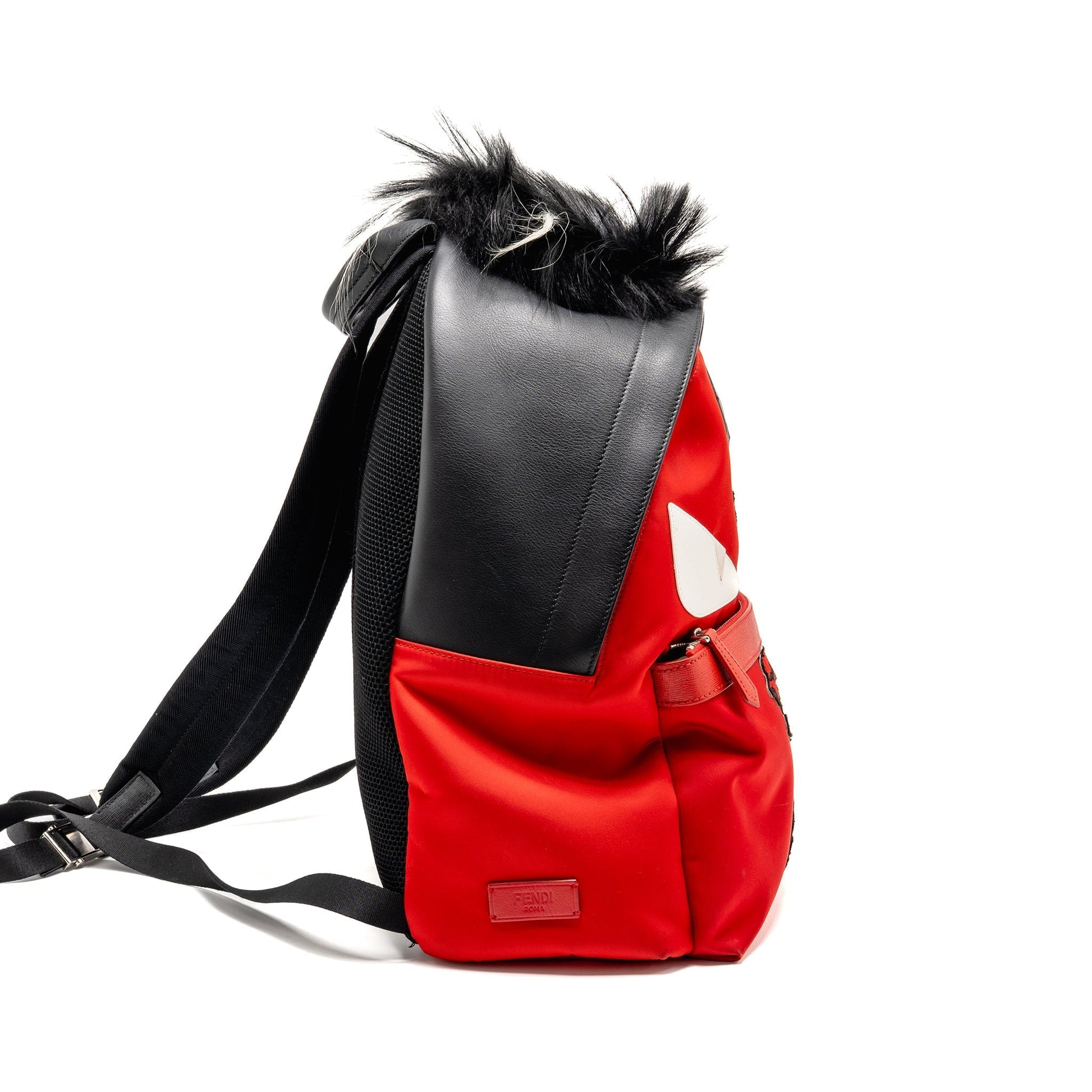 Prada Fendi Monster Backpack Multicolour Leather Nylon Red