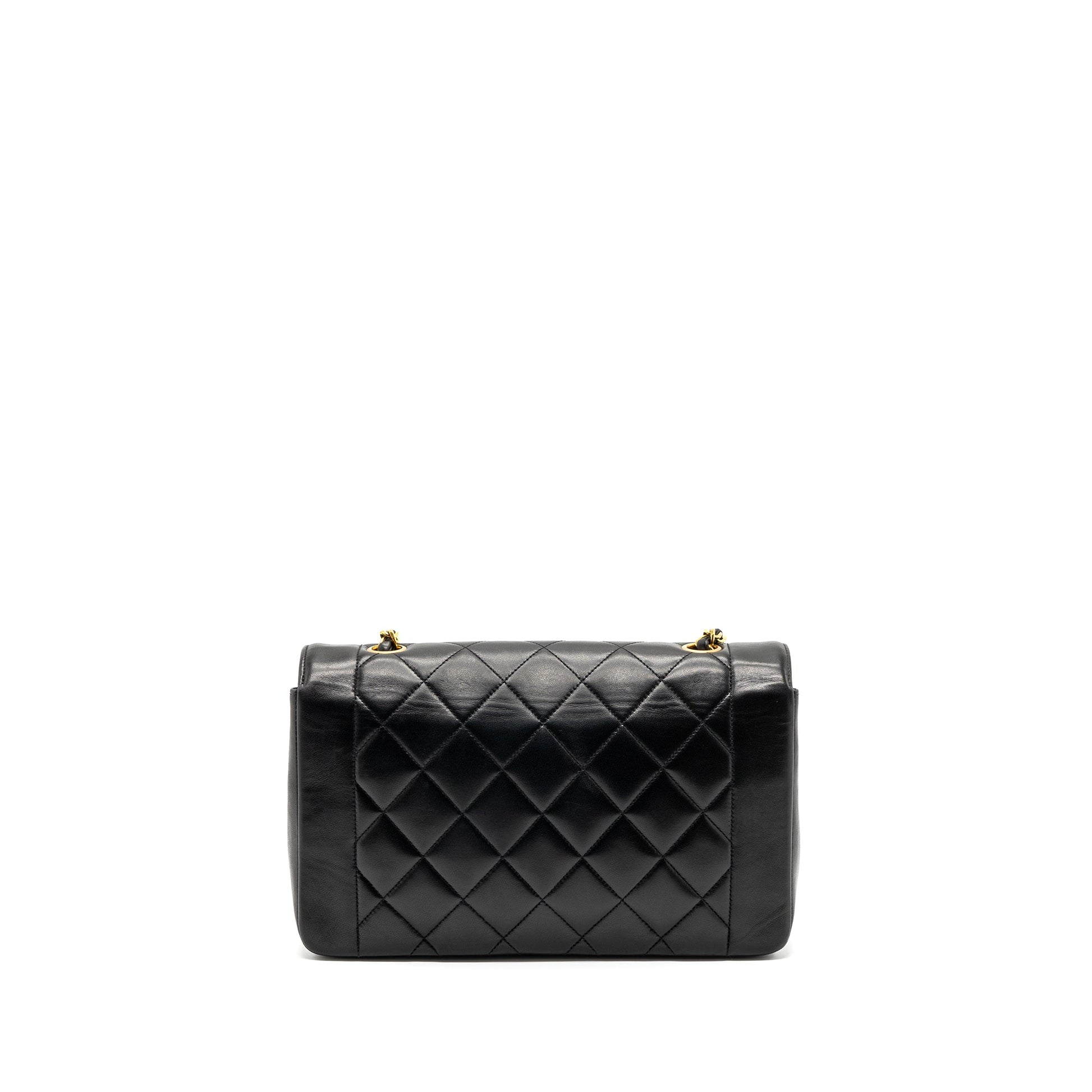 Chanel Diana Flap Lambskin GHW Black Shoulder Bag Black Ghw