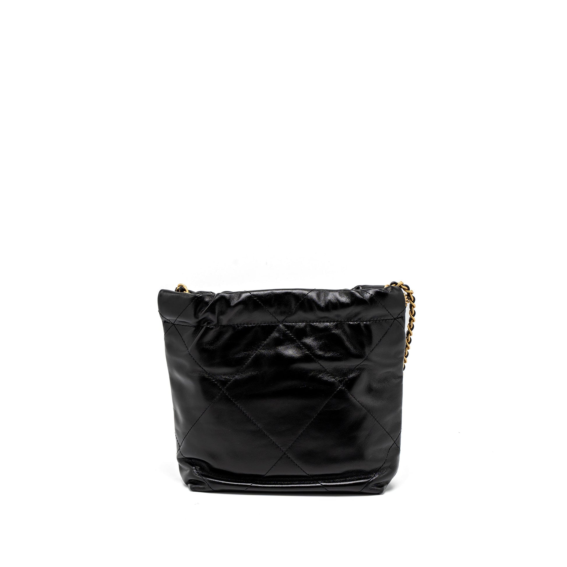Chanel 23S 22 Shiny Calfskin Brushed GHW Black Mini Bag