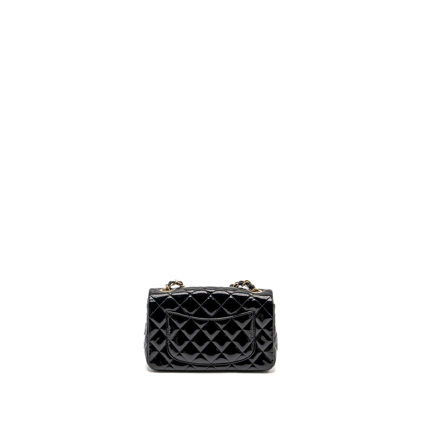 Chanel Rectangular Flap Patent LGHW Black Shoulder Bag
