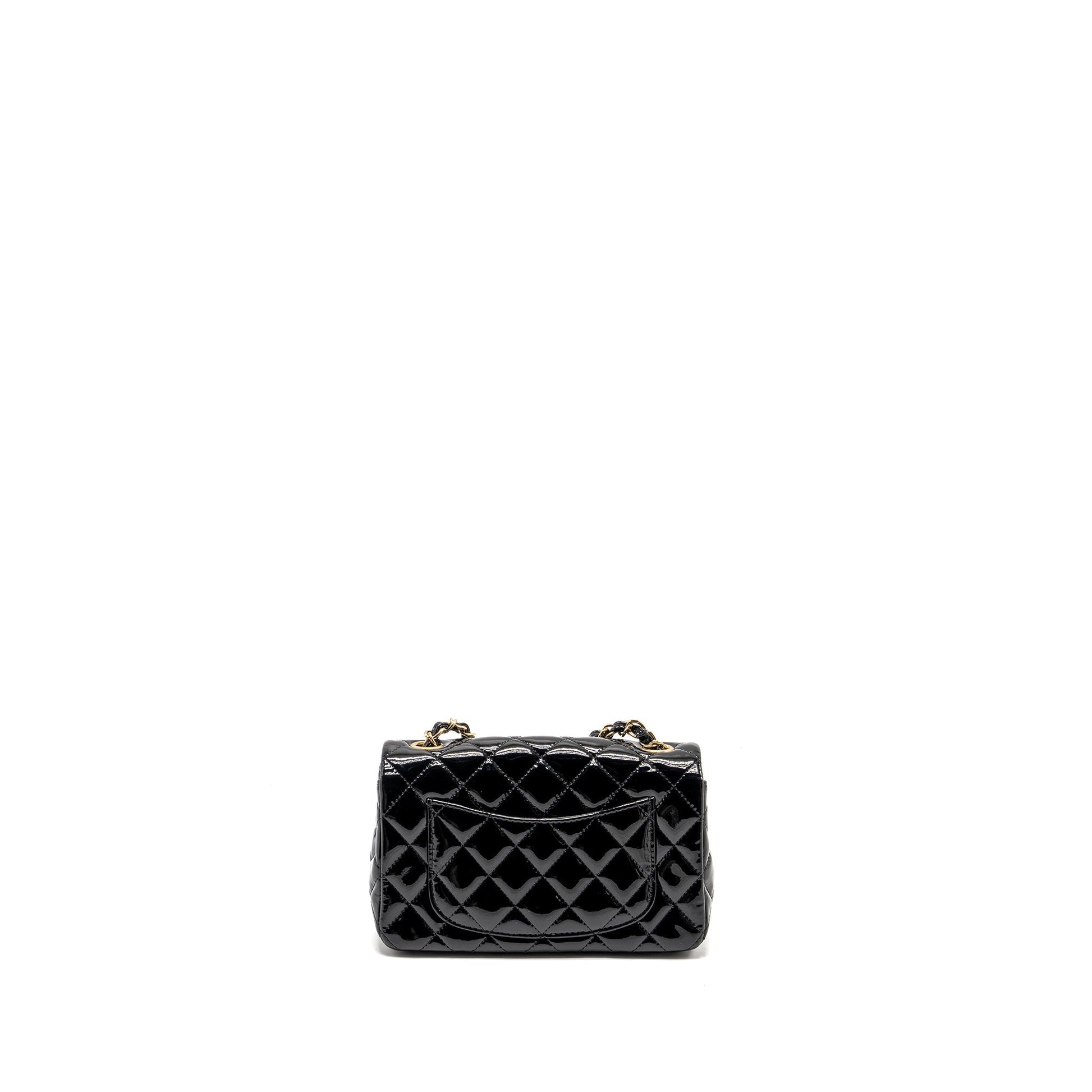 Chanel Rectangular Flap Patent LGHW Black Shoulder Bag