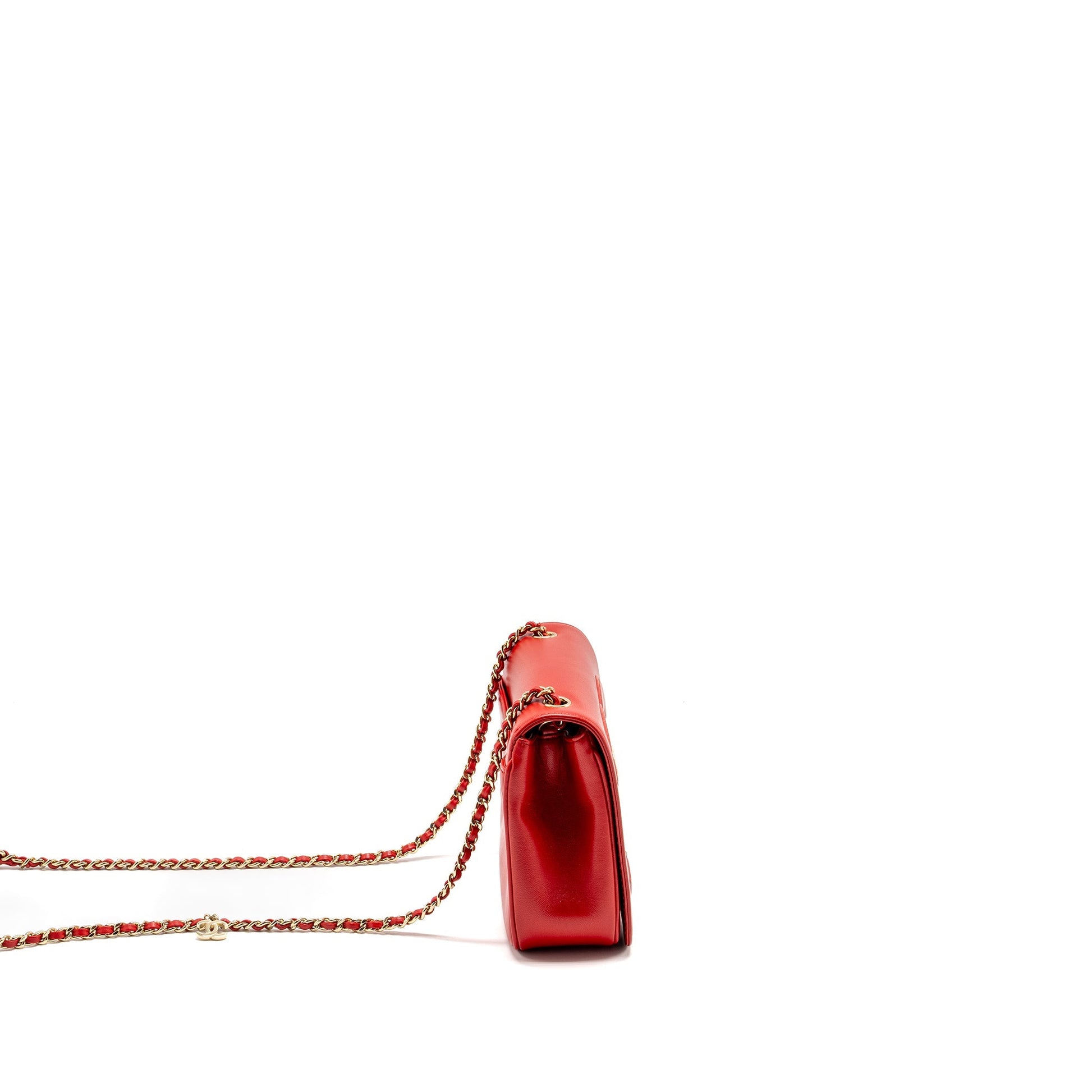 Chanel Mania Flap Lambskin LGHW Red Shoulder Bag