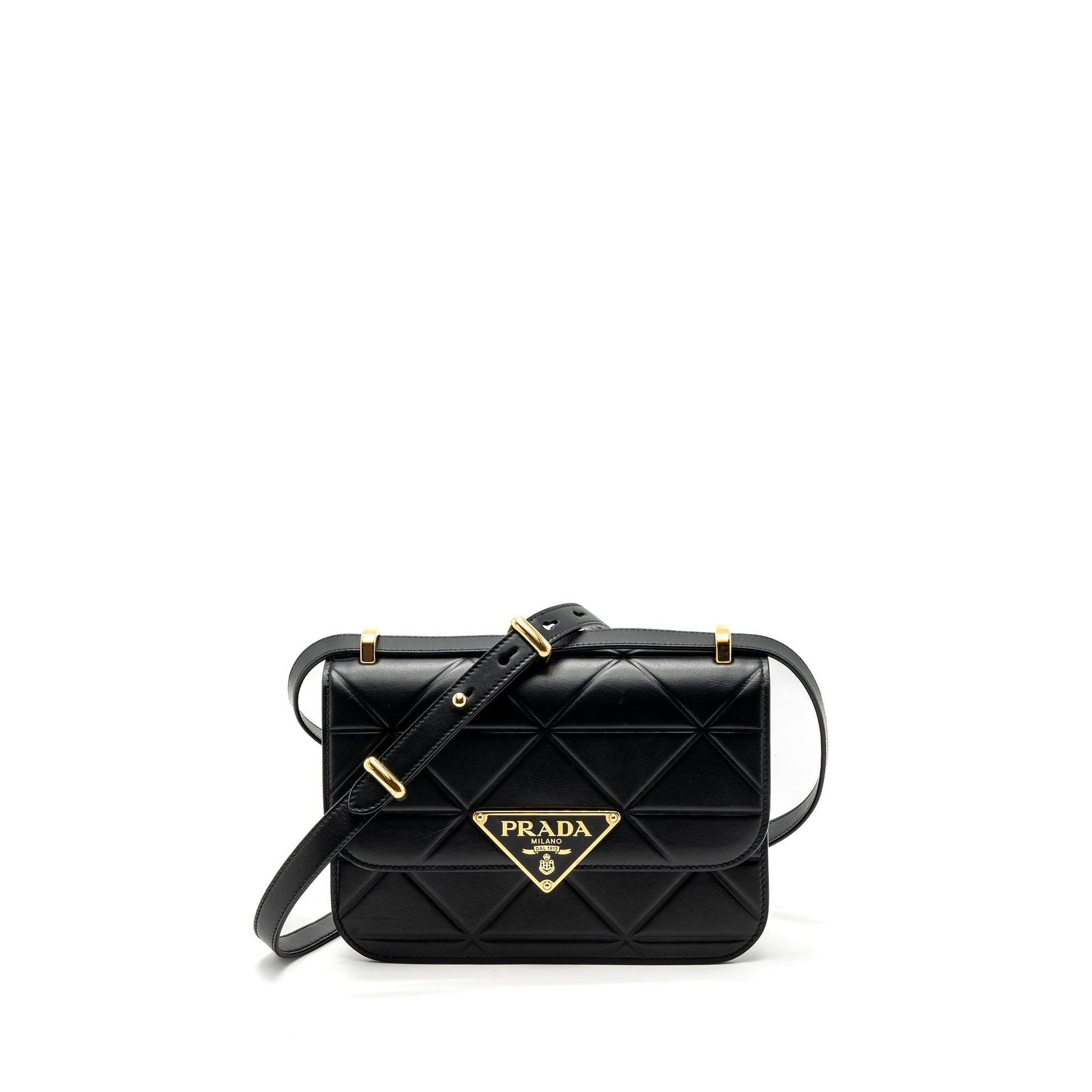 Prada Pattina In Pelle Calfskin Handbag Black Travel Bag