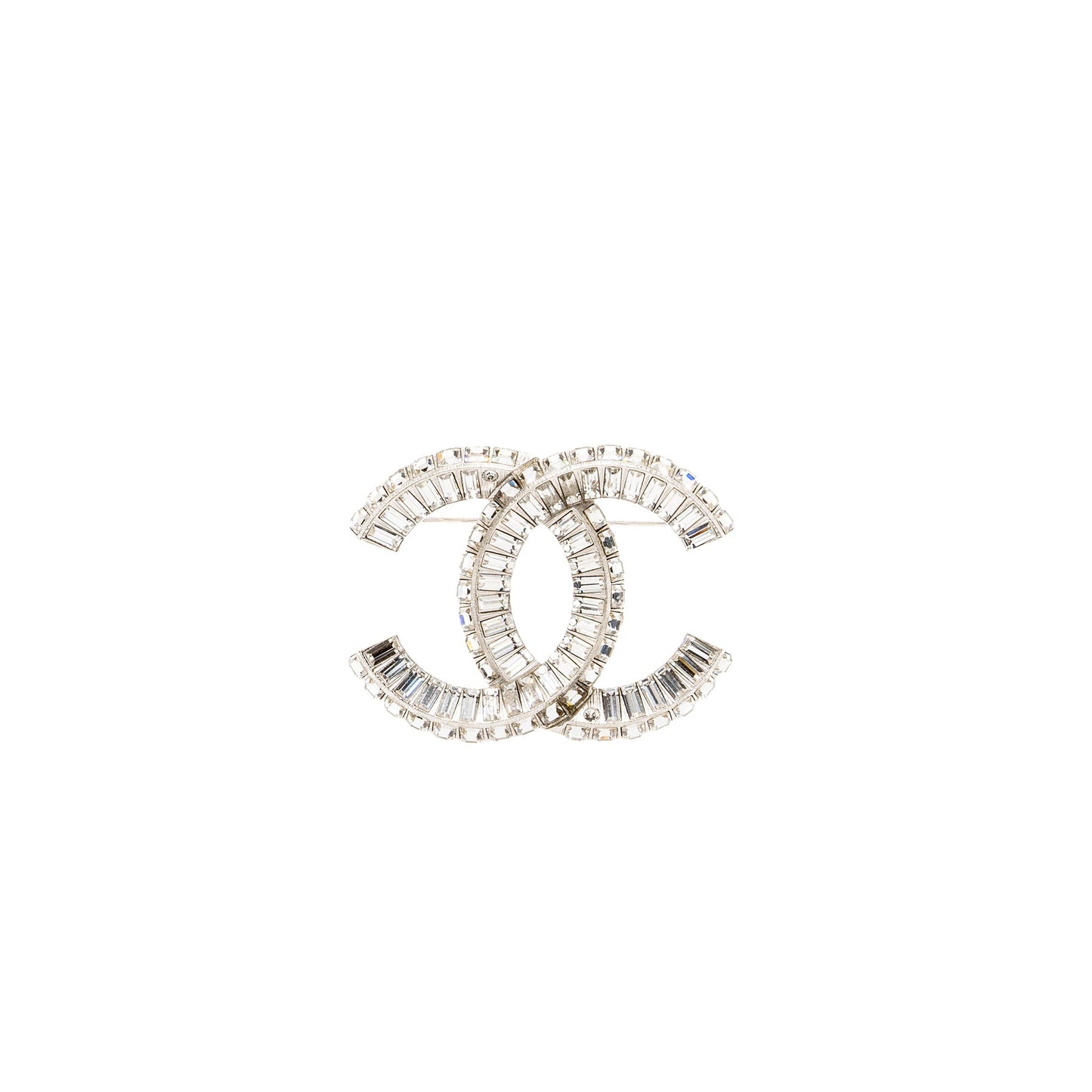 Chanel CC logo crystal brooch tone Silver Handbag