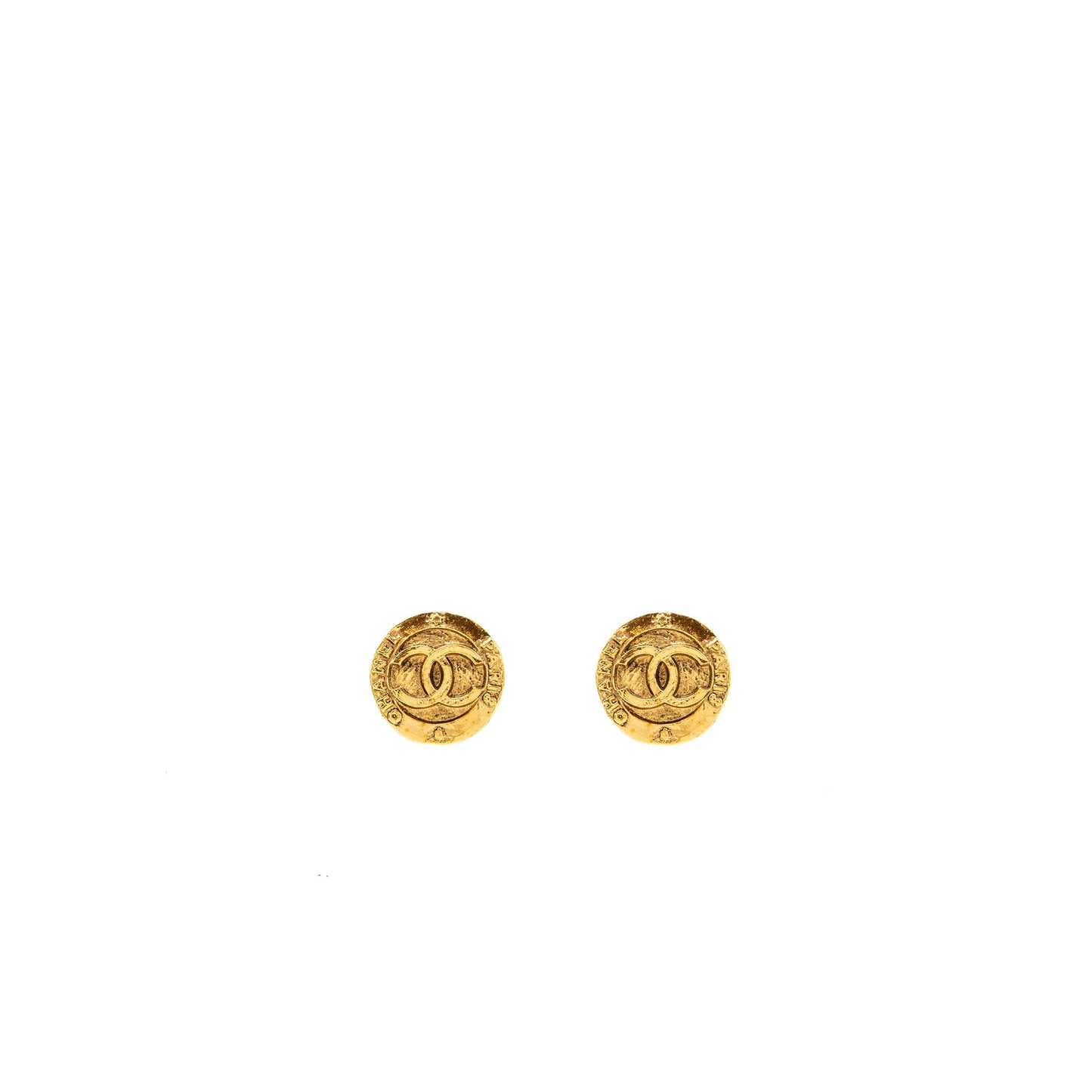 Chanel round CC logo earclip tone Gold Handbag
