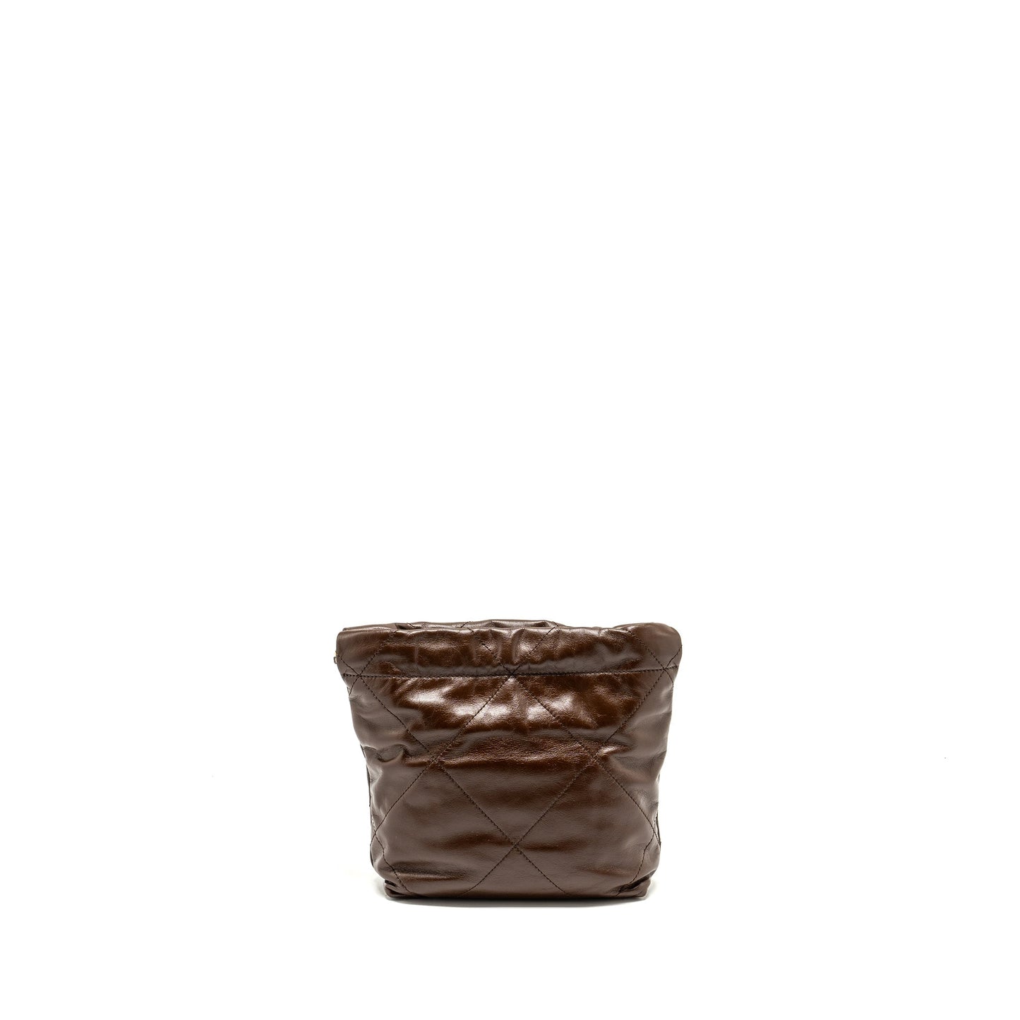 Chanel 22 Shiny Calfskin Chocolate GHW microchip Mini Bag