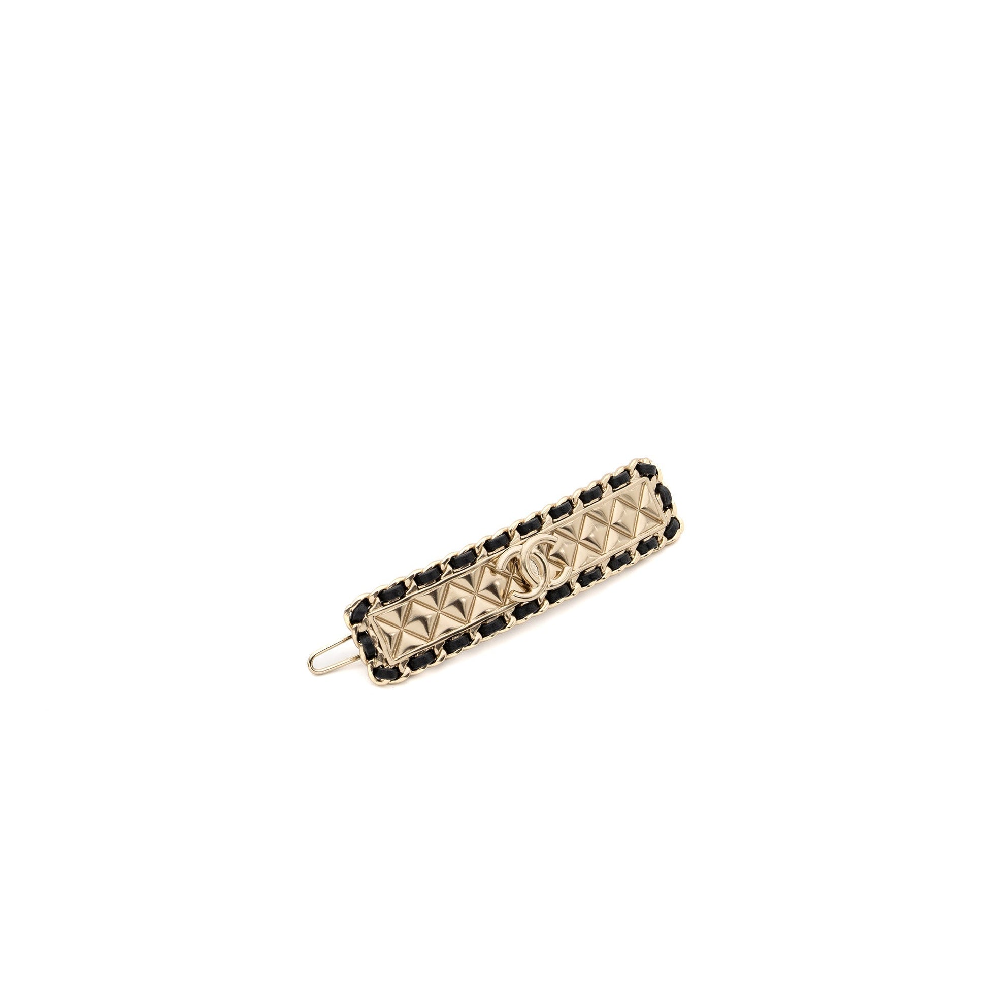 Chanel quilted edge hair clip tone Black Gold Handbag