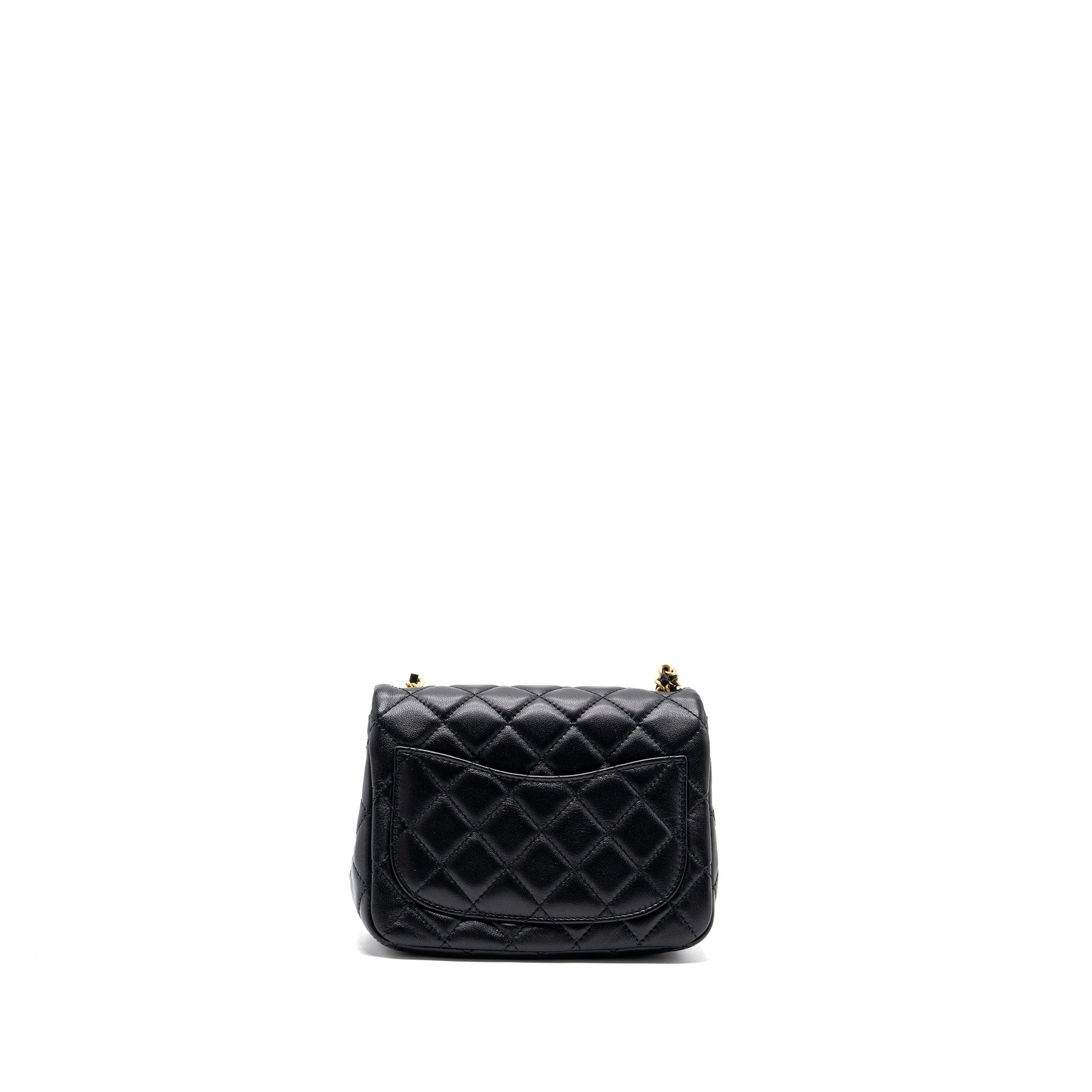 Chanel Pearl Crush Square Flap Lambskin GHW Black Shoulder Bag 7