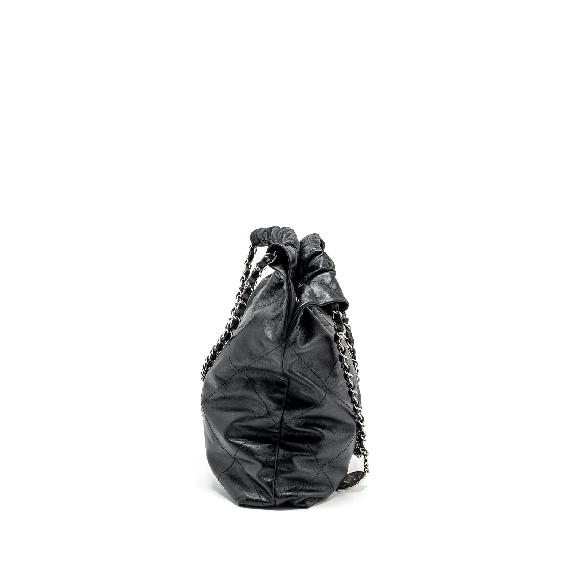 Chanel 22 Calfskin SHW Microchip Black Handbag