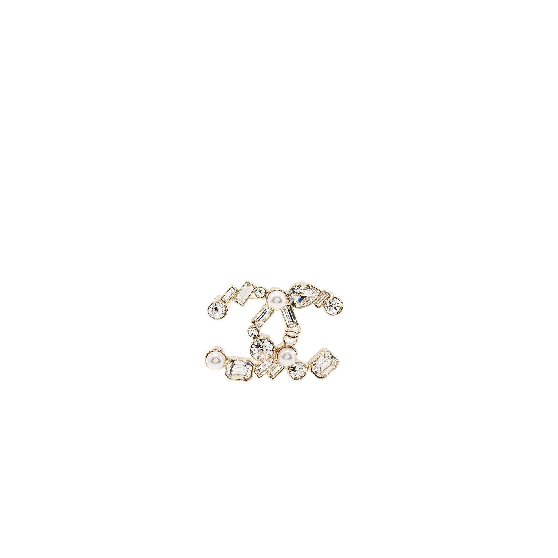 Chanel CC logo brooch Crystal pearl LGHW Handbag