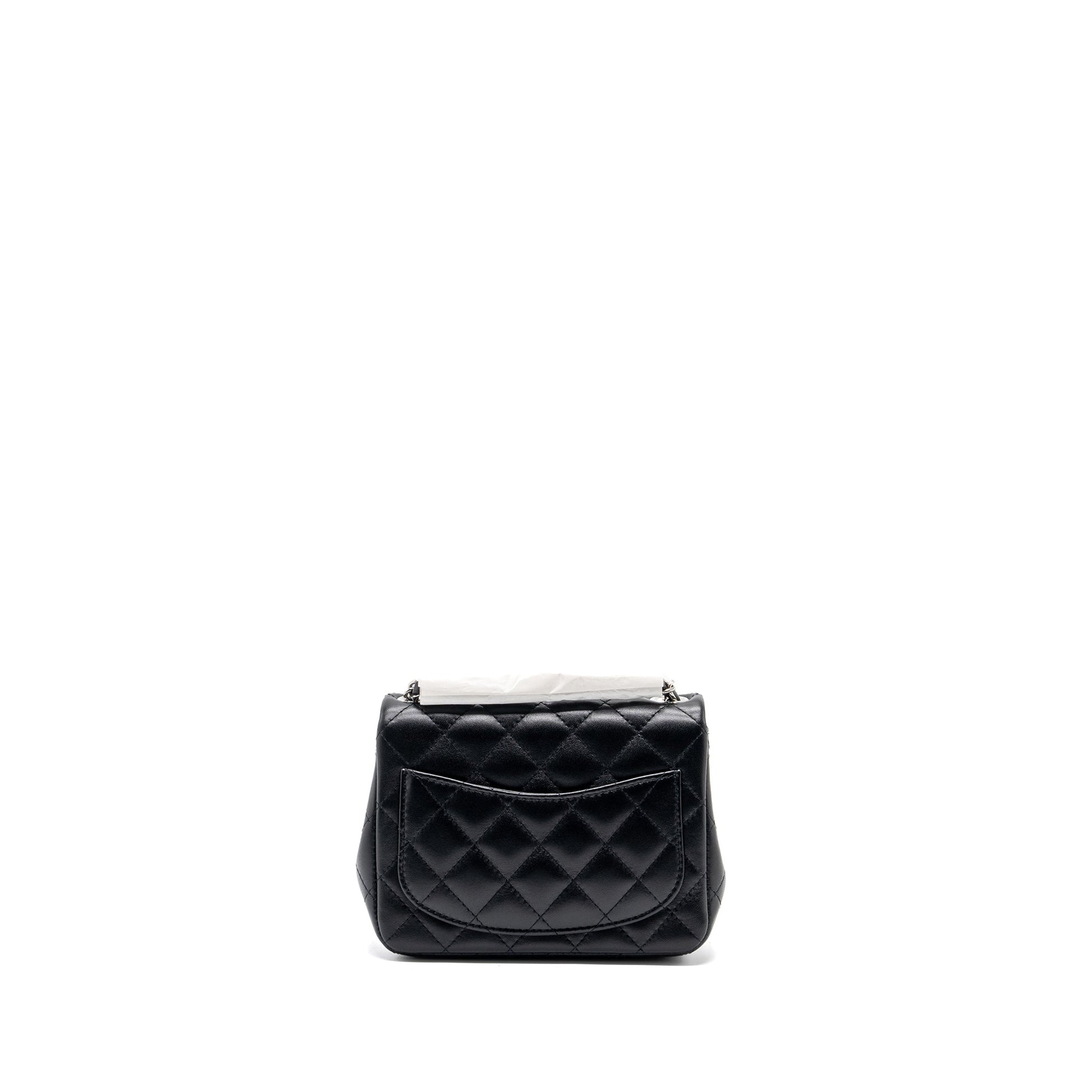 Chanel square flap lambskin SHW microchip Black Shoulder Bag
