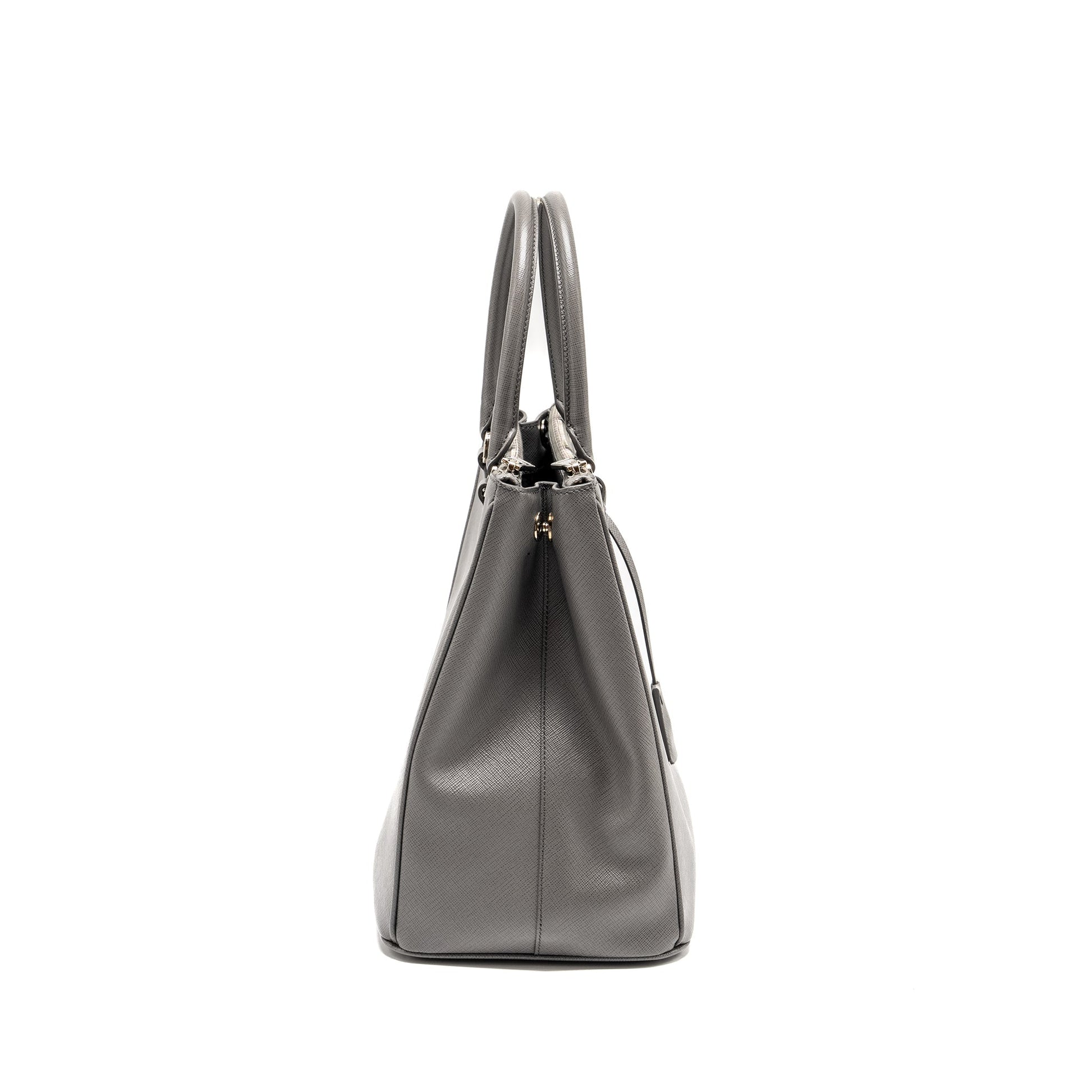 Prada Galleria Saffiano Tote Purse Calfskin Grey Handbag Tote Bag