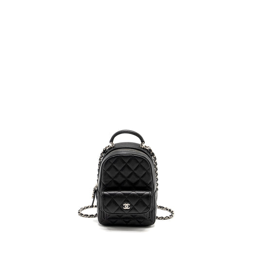 Chanel 24P Backpack Caviar SHW Microchip Black Crossbody Bag