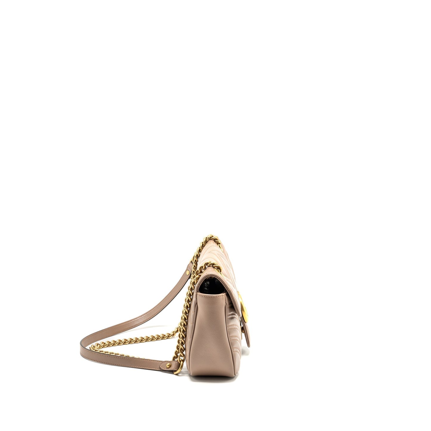 Gucci Marmont Shoulder Bag Calfskin Beige Small