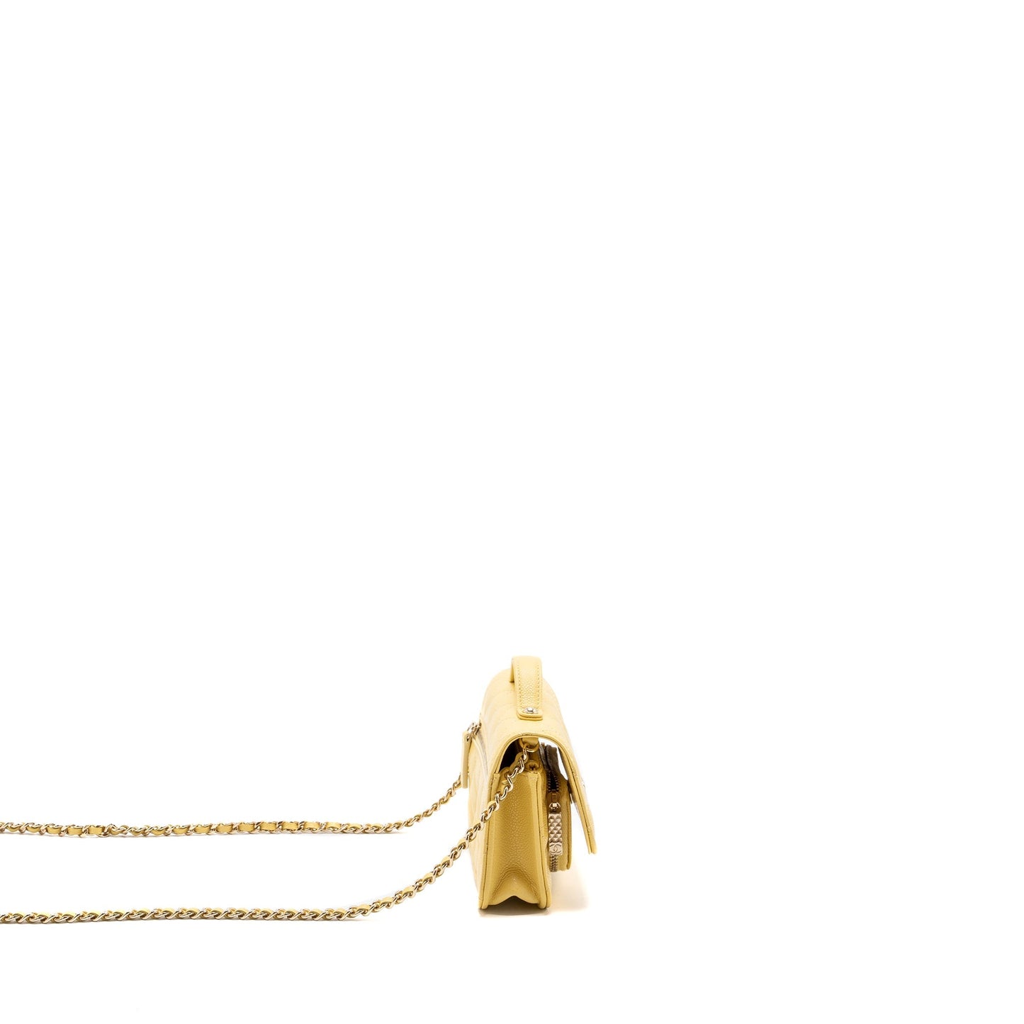Chanel Business Affinity On Caviar Yellow LGHW Wallet Case