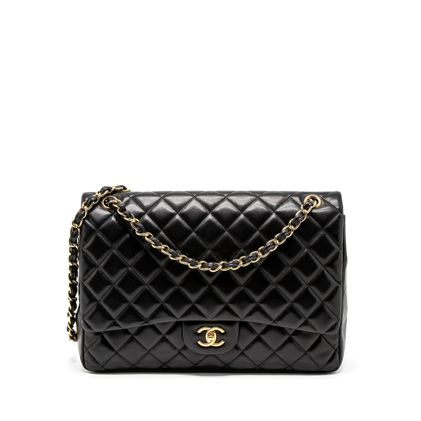 Chanel Maxi Classic Single Flap Lambskin GHW Black Shoulder Bag