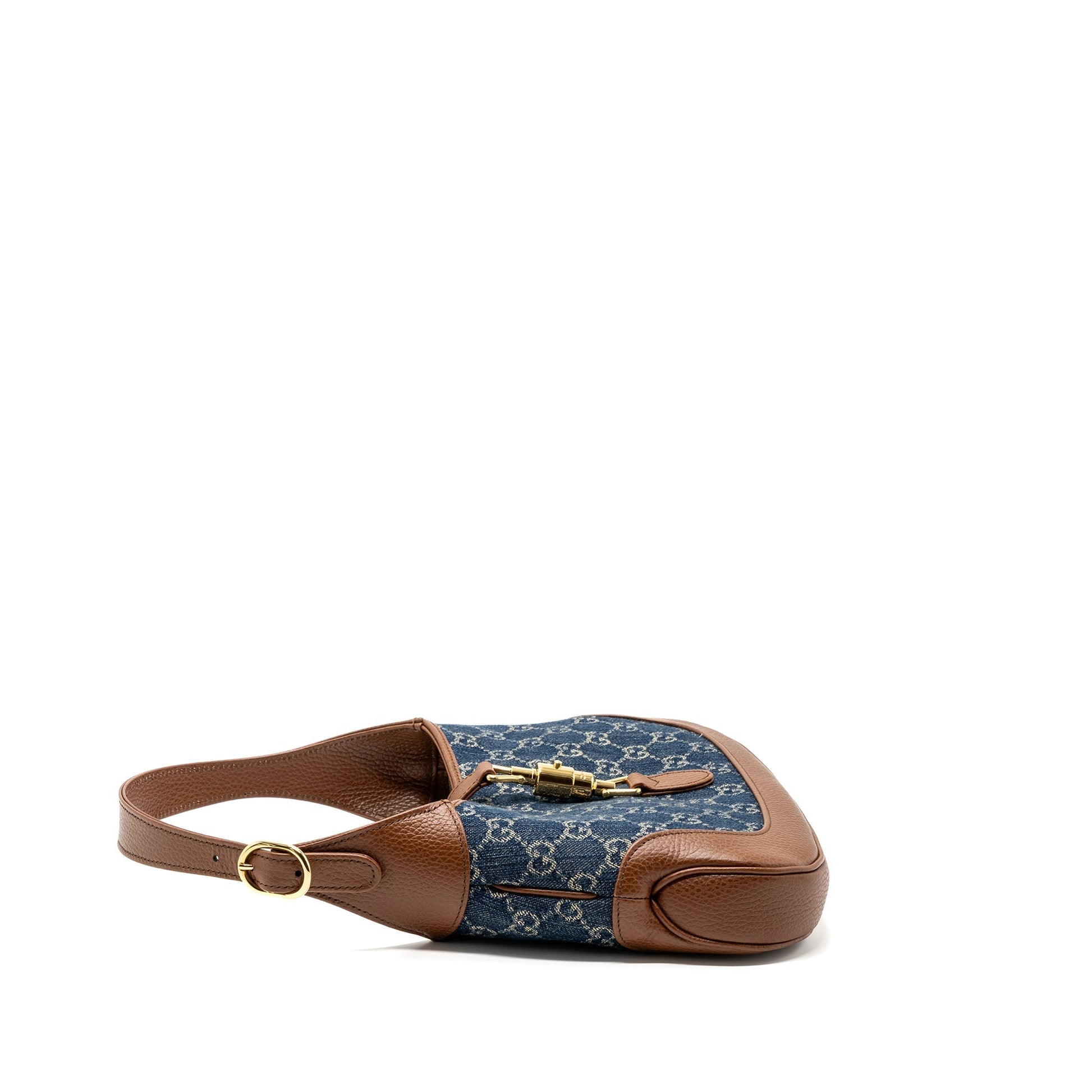 Gucci Jackie Small Shoulder Bag Calfskin Denim Brown