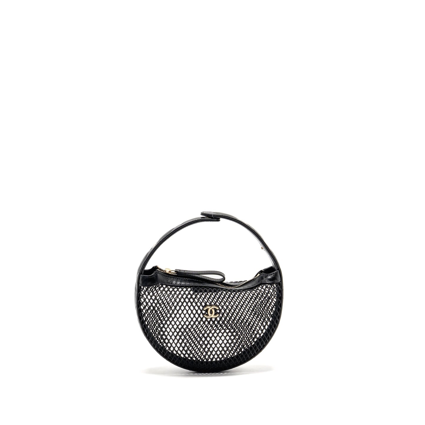 Chanel 25S half moon mesh lambskin LGHW Black Clutch Bag
