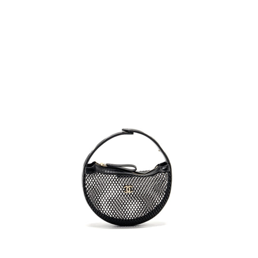 Chanel 25S half moon mesh lambskin LGHW Black Clutch Bag