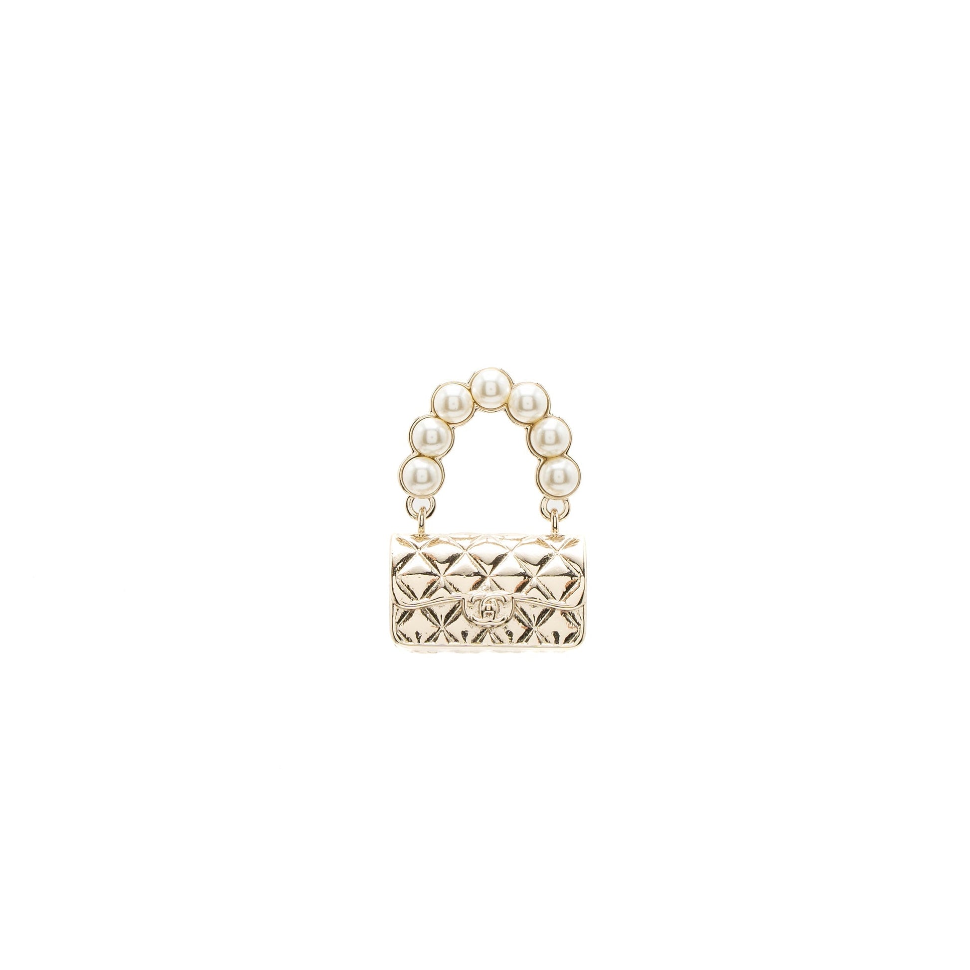 Chanel Brooch Pearl Light Tone Gold Handbag