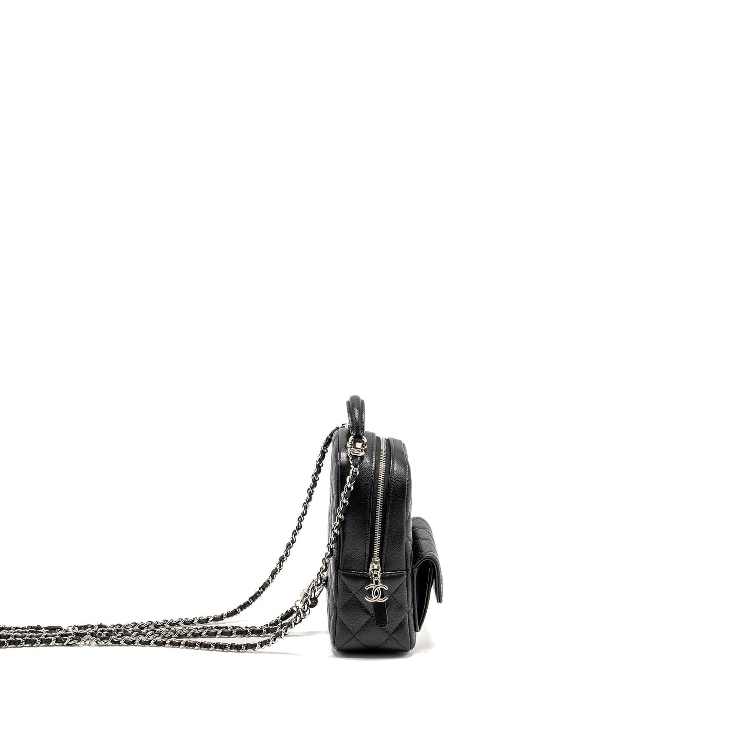 Chanel 24P Backpack Caviar SHW Microchip Black Crossbody Bag