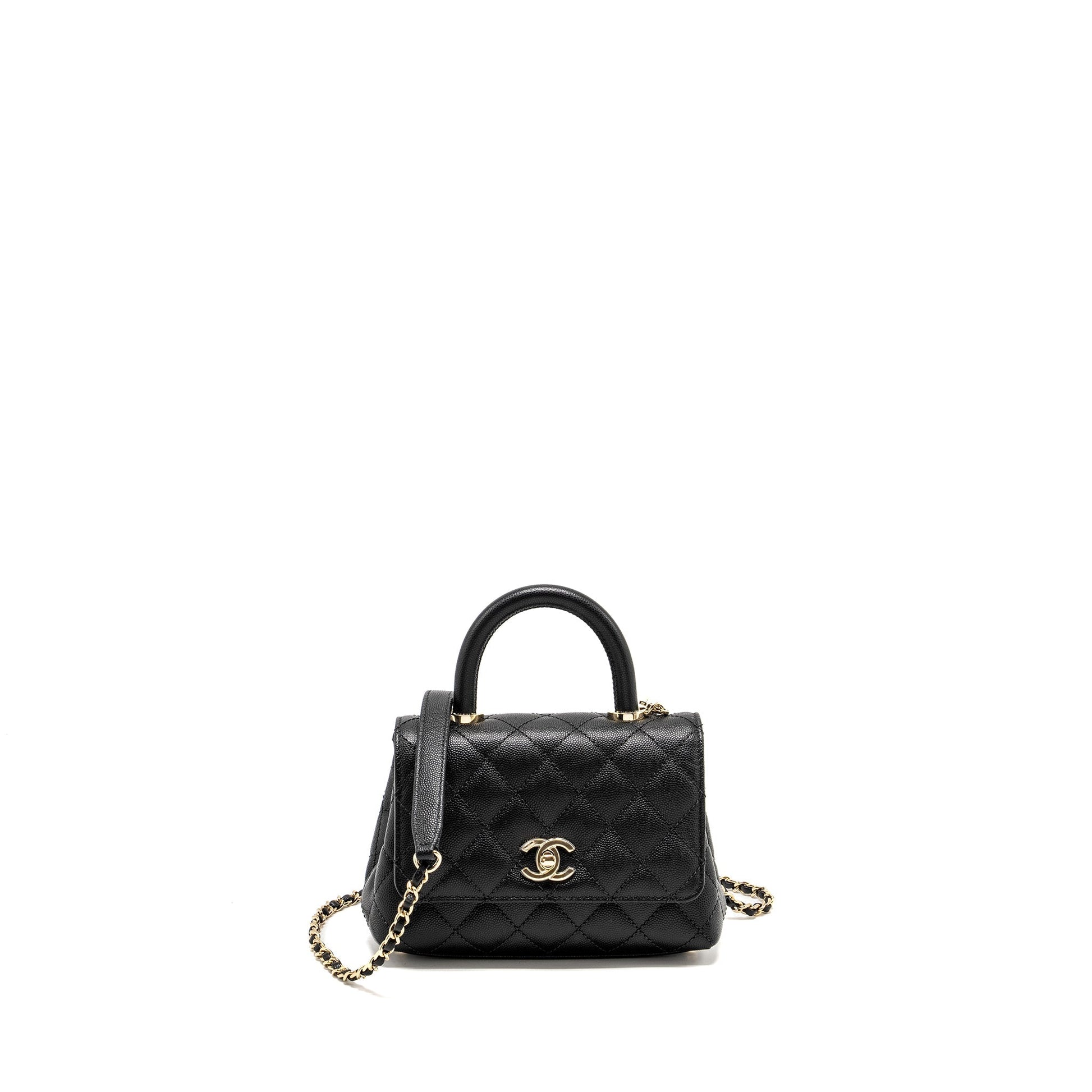 Chanel CocoHandle Caviar LGHW Microchip Black Mini Bag
