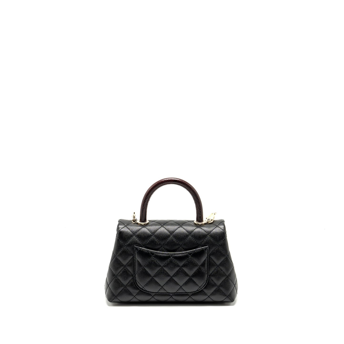 Chanel Coco Handle Lizard Embossed Handle Caviar Black Small Handbag
