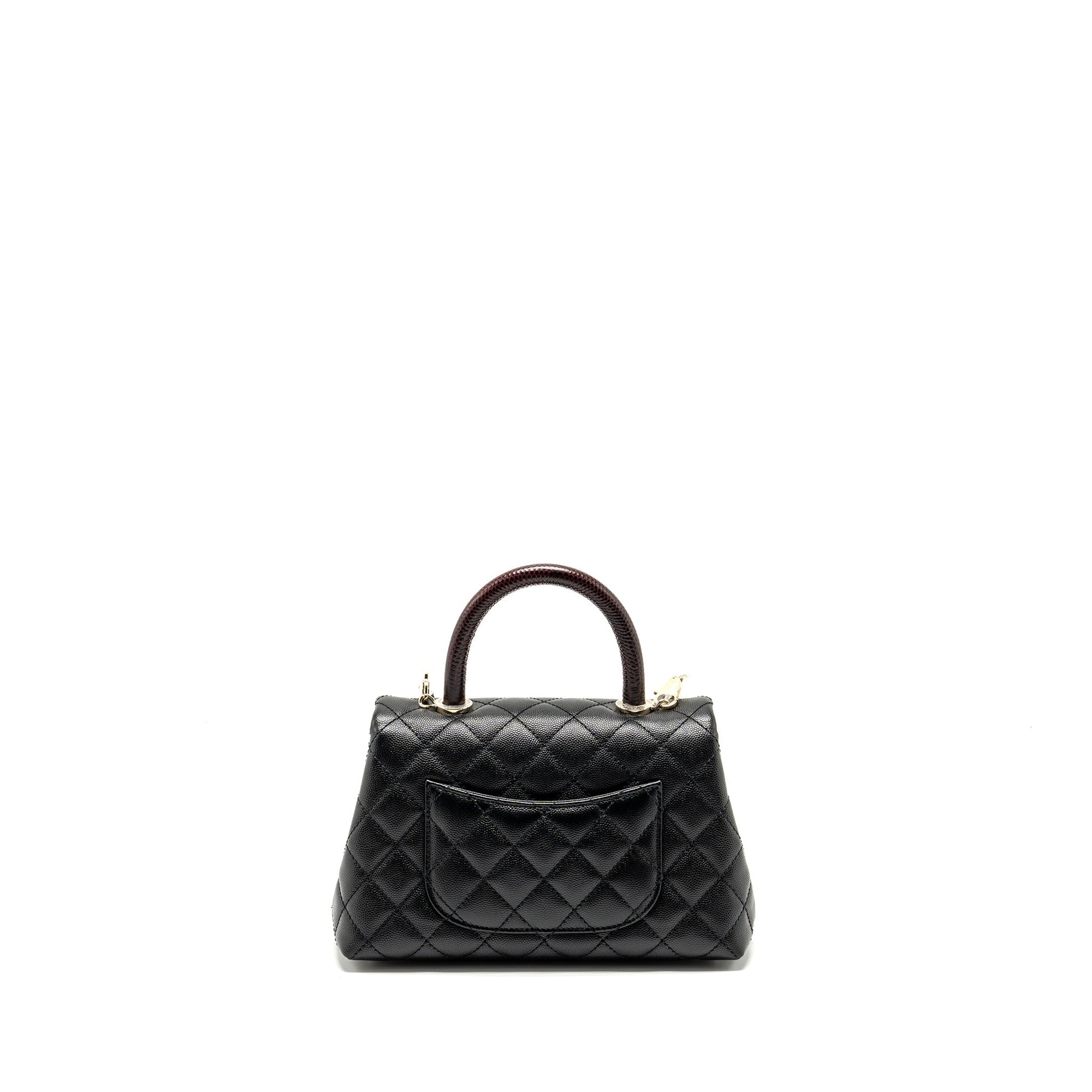 Chanel Coco Handle Lizard Embossed Handle Caviar Black Small Handbag