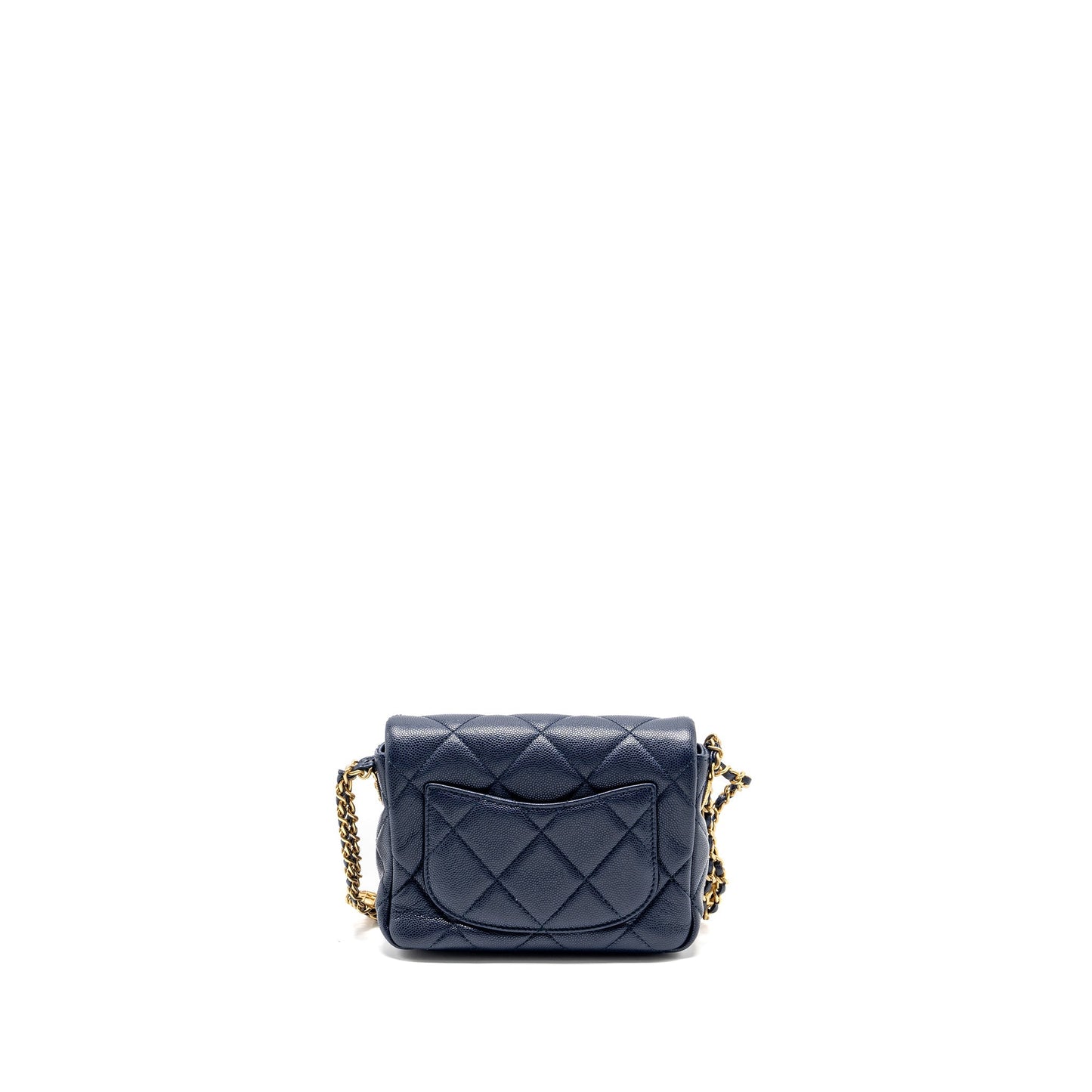 Chanel 22A Button On Square Flap Caviar Shoulder Bag
