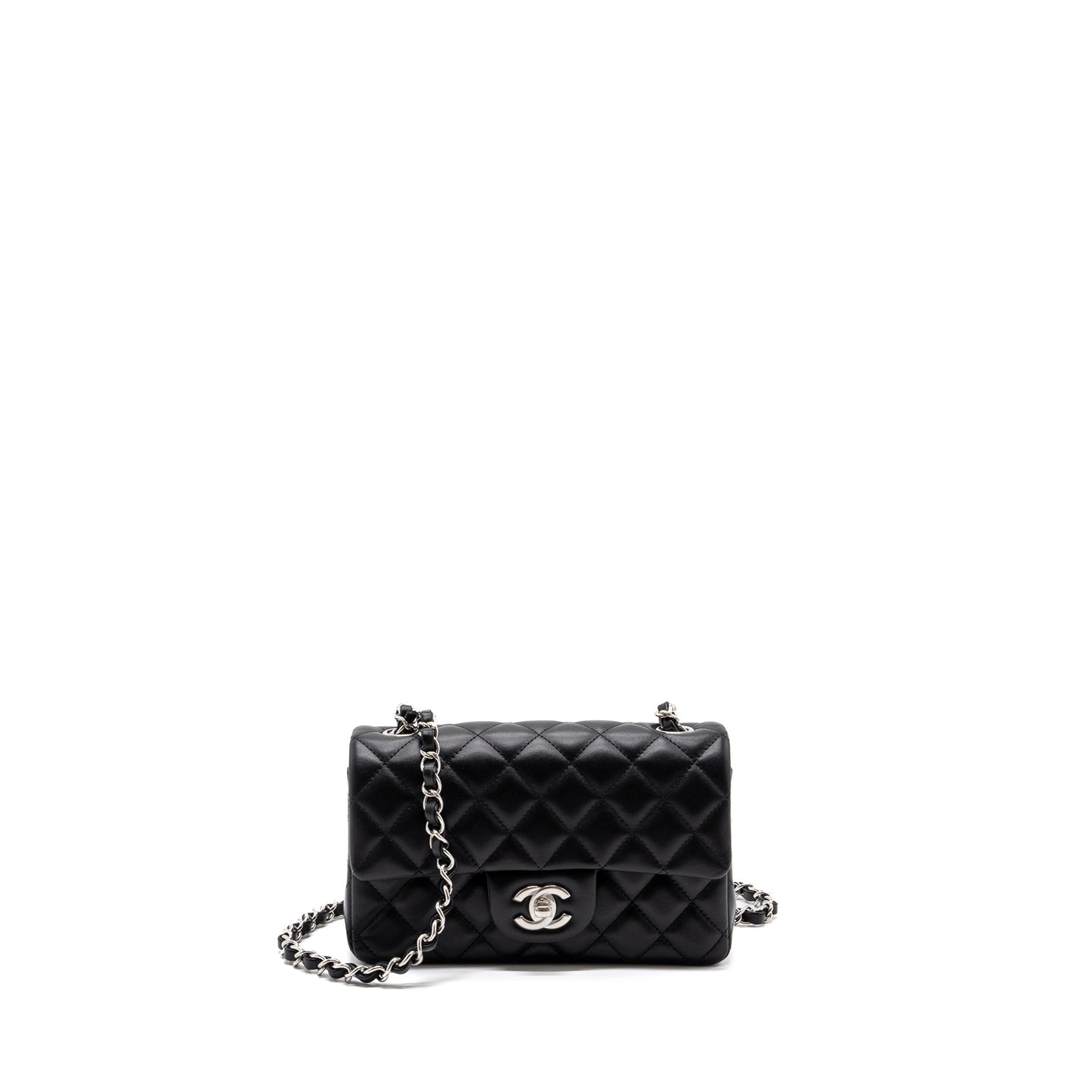 Chanel Classic Rectangular Flap Lambskin SHW microchip Black Shoulder Bag