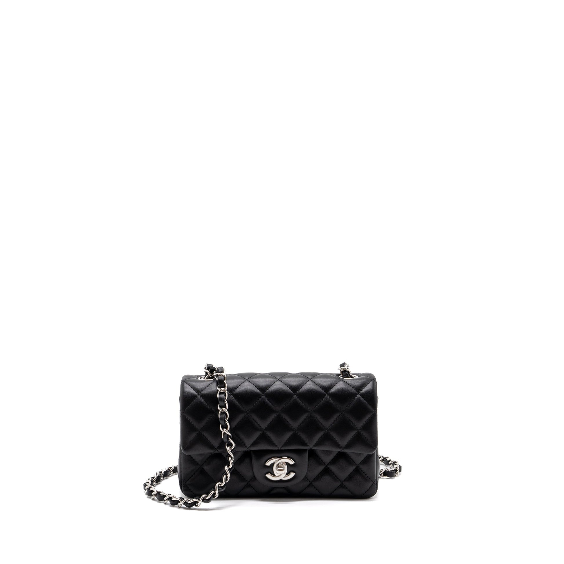 Chanel Classic Rectangular Flap Lambskin SHW microchip Black Shoulder Bag