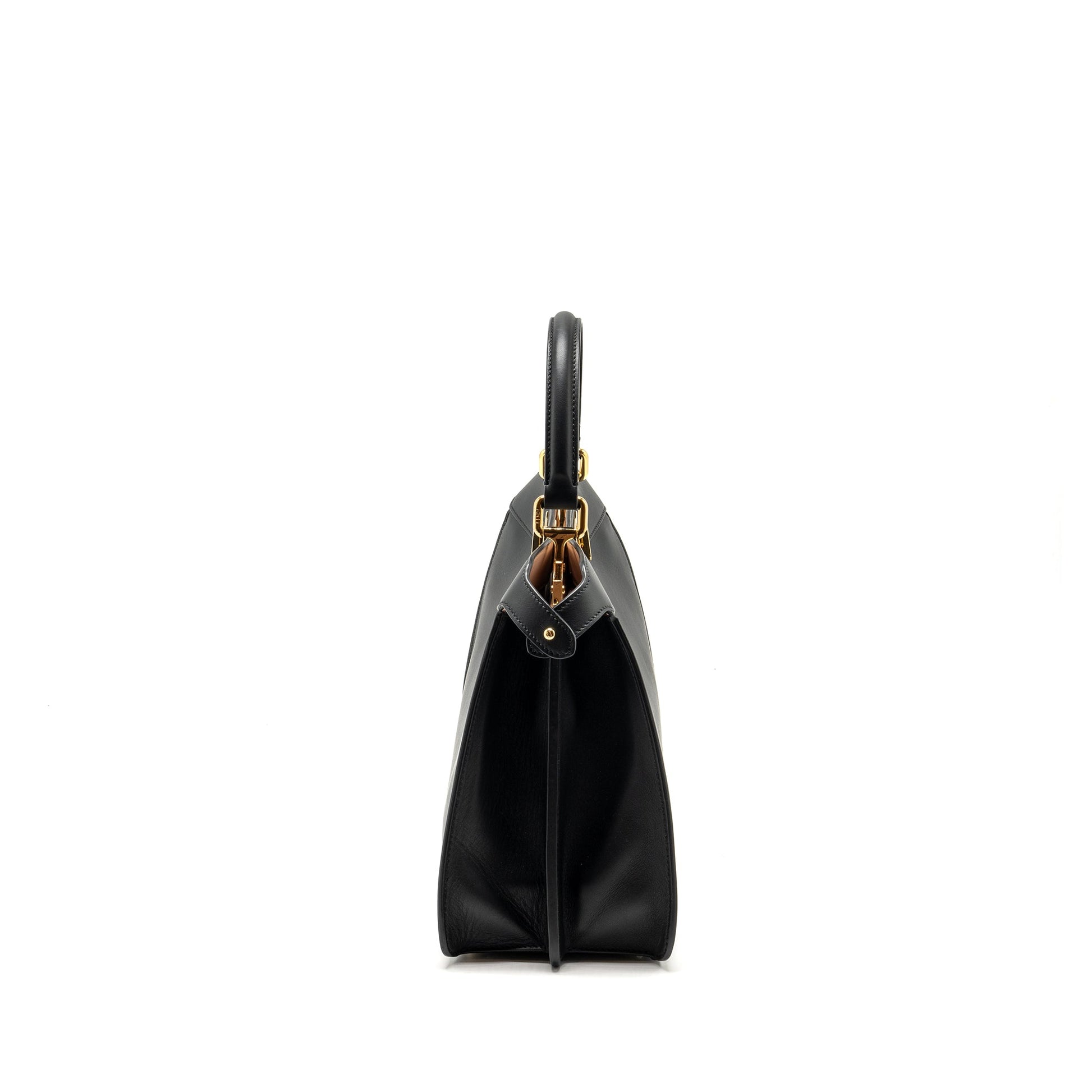 Fendi Iseeu Peekaboo Calfskin Light Handbag Black Pink Medium Travel Bag