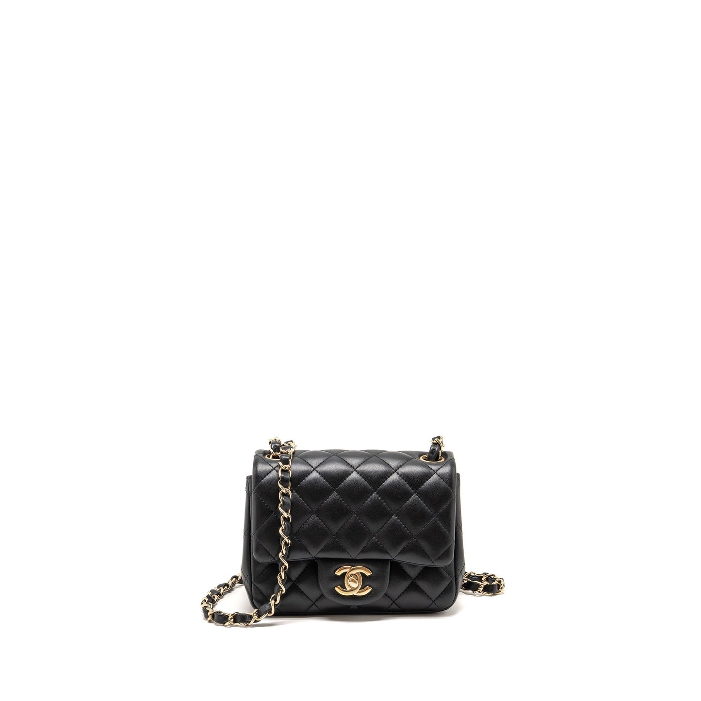 Chanel Square Flap Lambskin LGHW Black Shoulder Bag Lghw 3