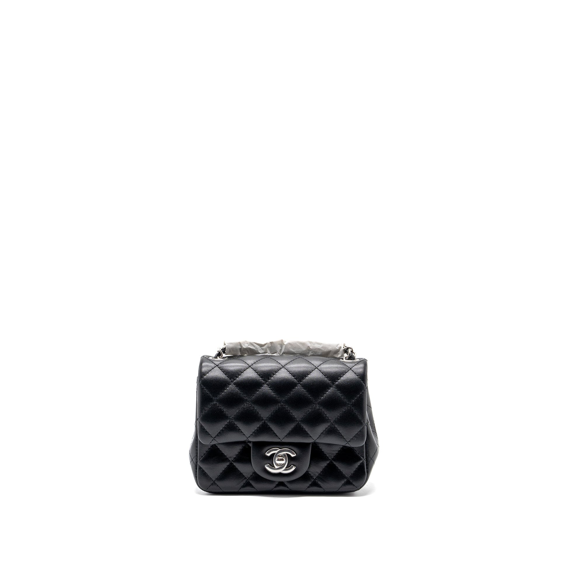 Chanel square flap lambskin SHW microchip Black Shoulder Bag