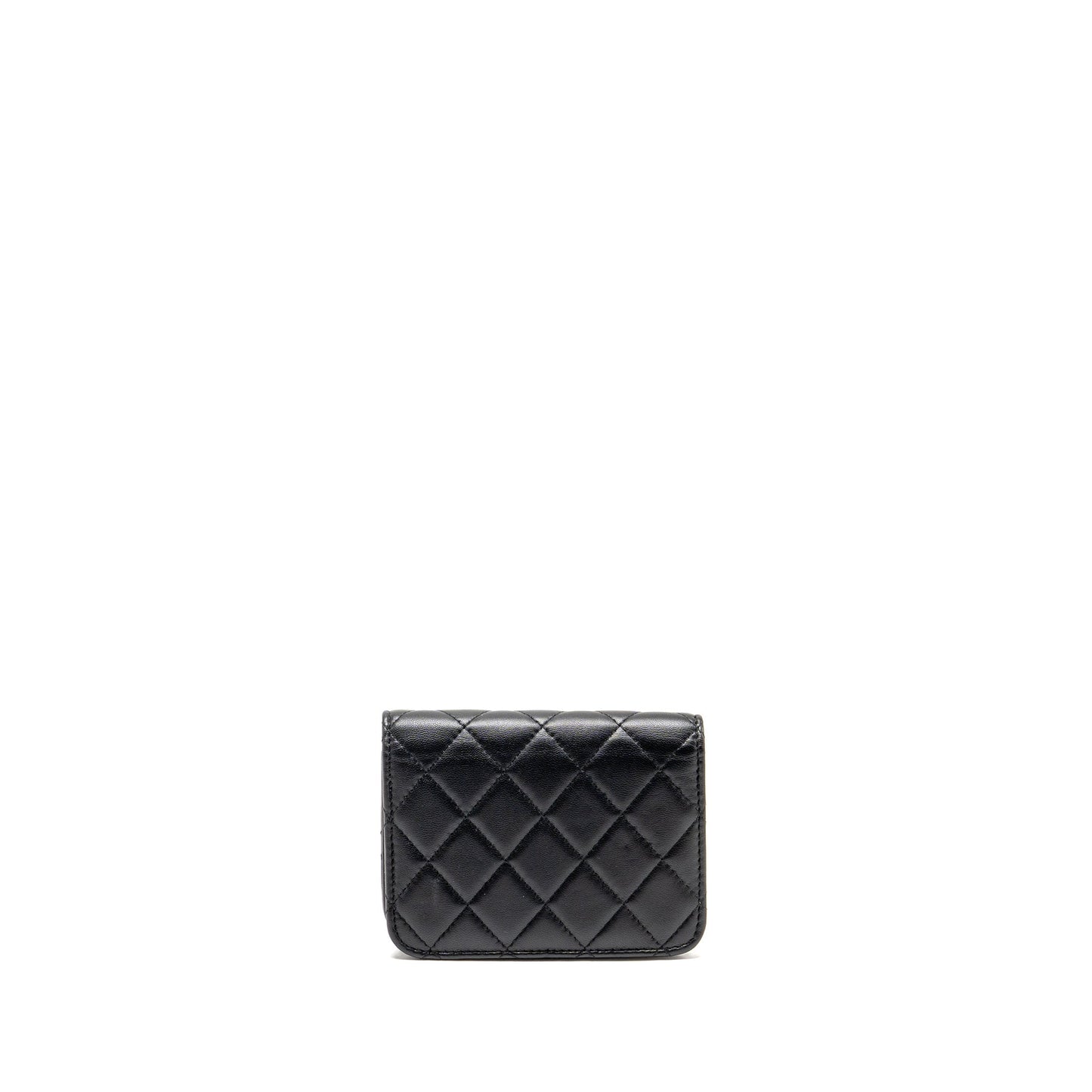 Chanel Zirconium Flap Card Holder Lambskin GHW Black Wallet Case Black Ghw