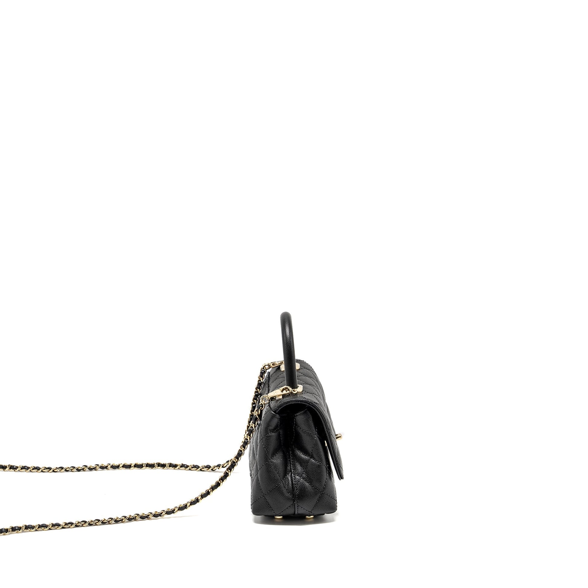 Chanel CocoHandle Caviar LGHW Microchip Black Mini Bag