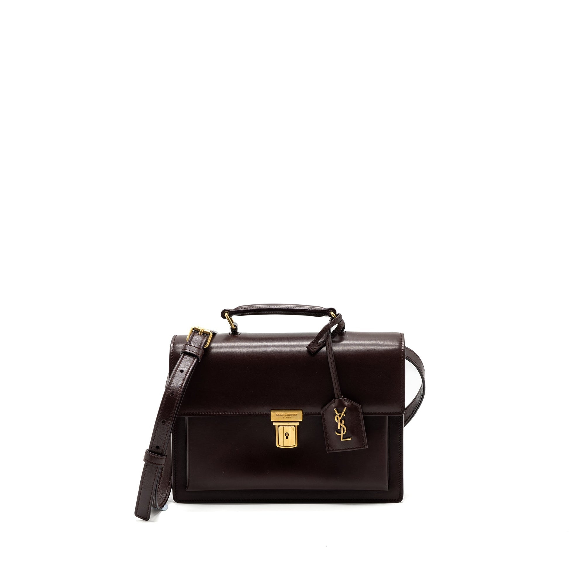 YSL Saint Laurent Bellachasse Calfskin Dark Brushed Travel Bag Red