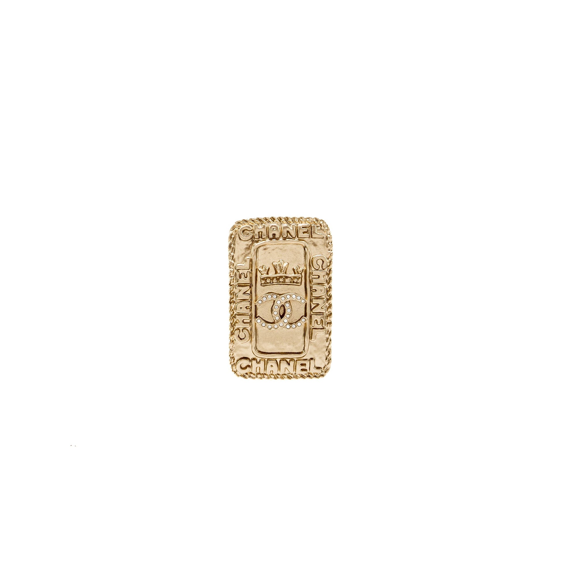 Chanel CC Logo Crown Brooch Crystal LGHW Handbag