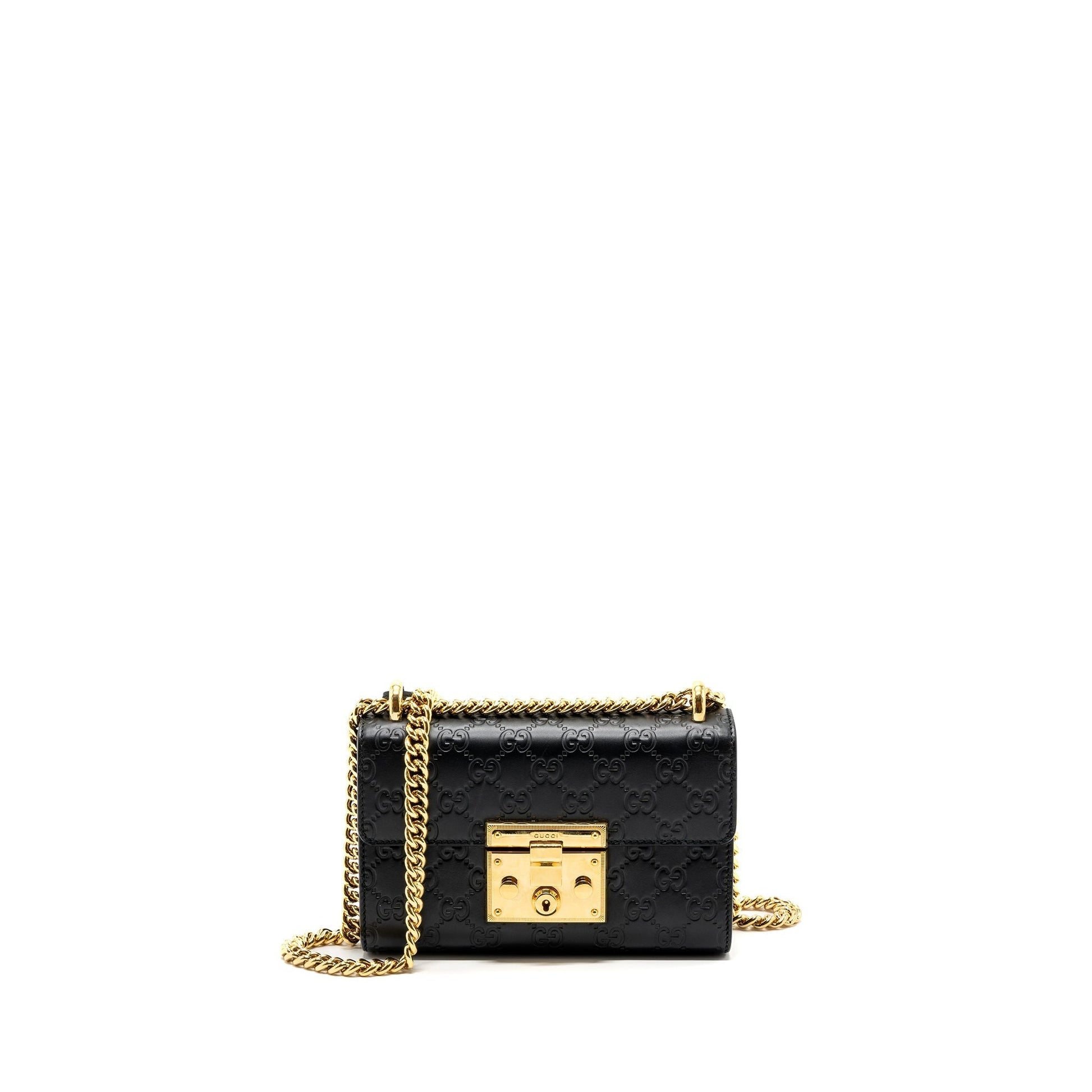 Gucci Padlock Bag Calfskin Black Chain Travel Bag